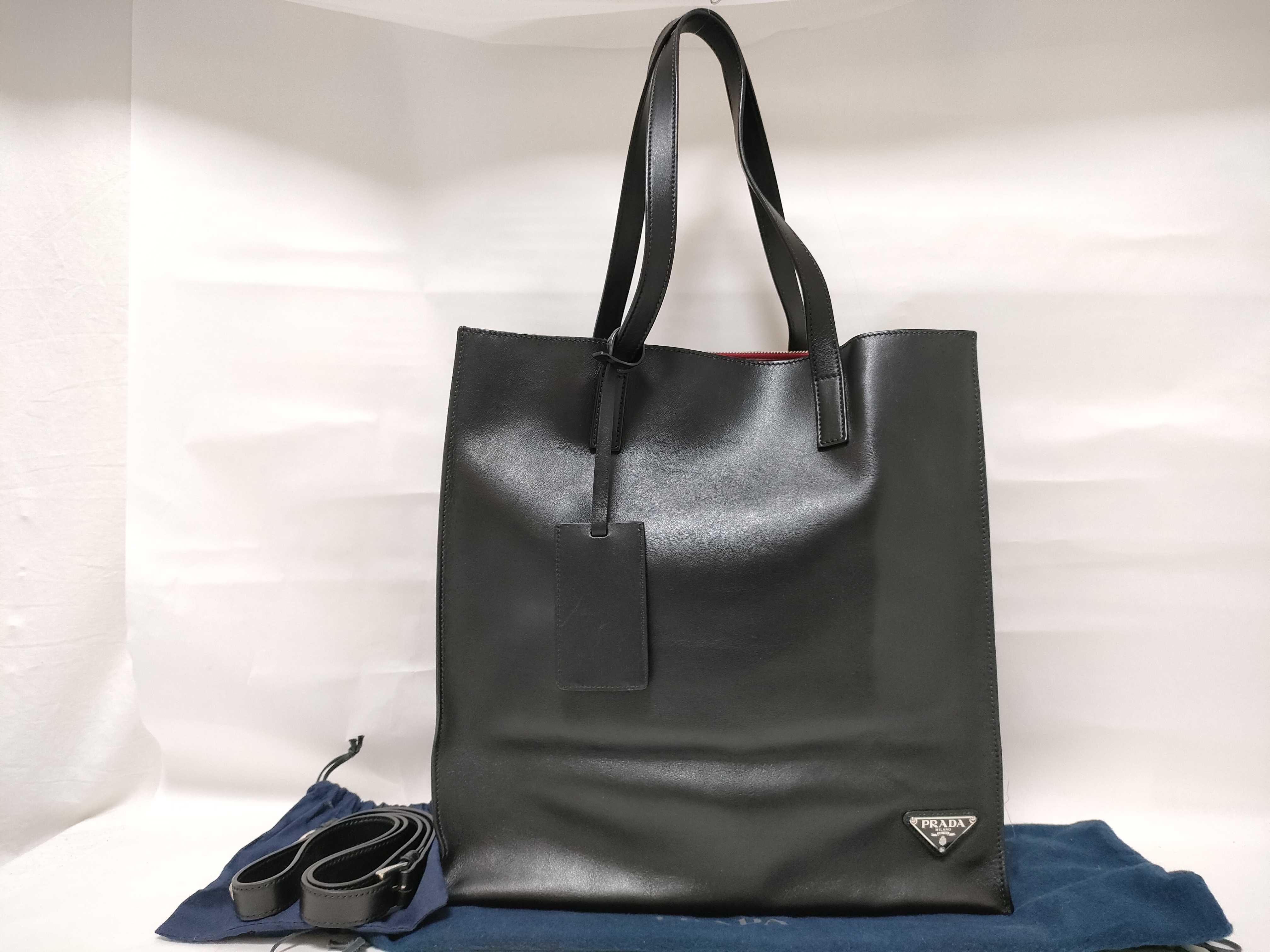 2-way Tote Bag Leather Triangle Logo Tote Bag