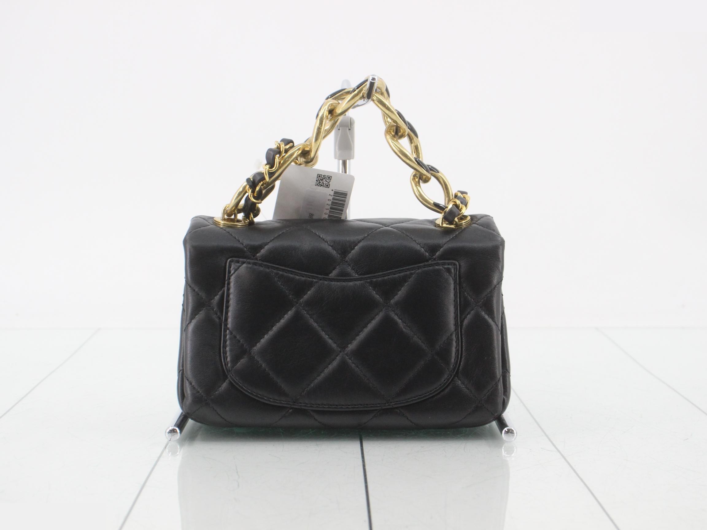 Matelassé handbag / chain shoulder bag / 2-way bag / black — view 2
