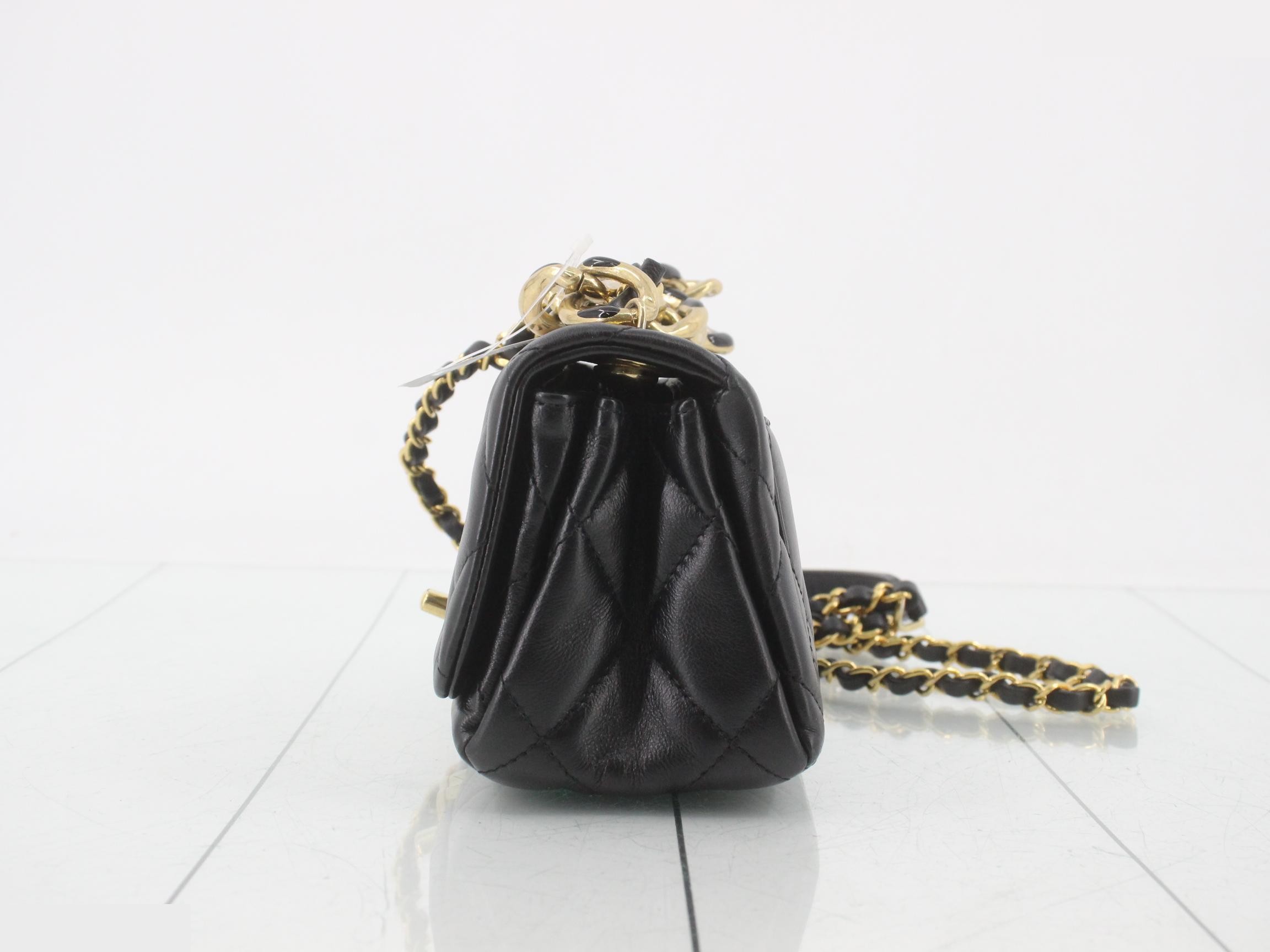 Matelassé handbag / chain shoulder bag / 2-way bag / black — view 3