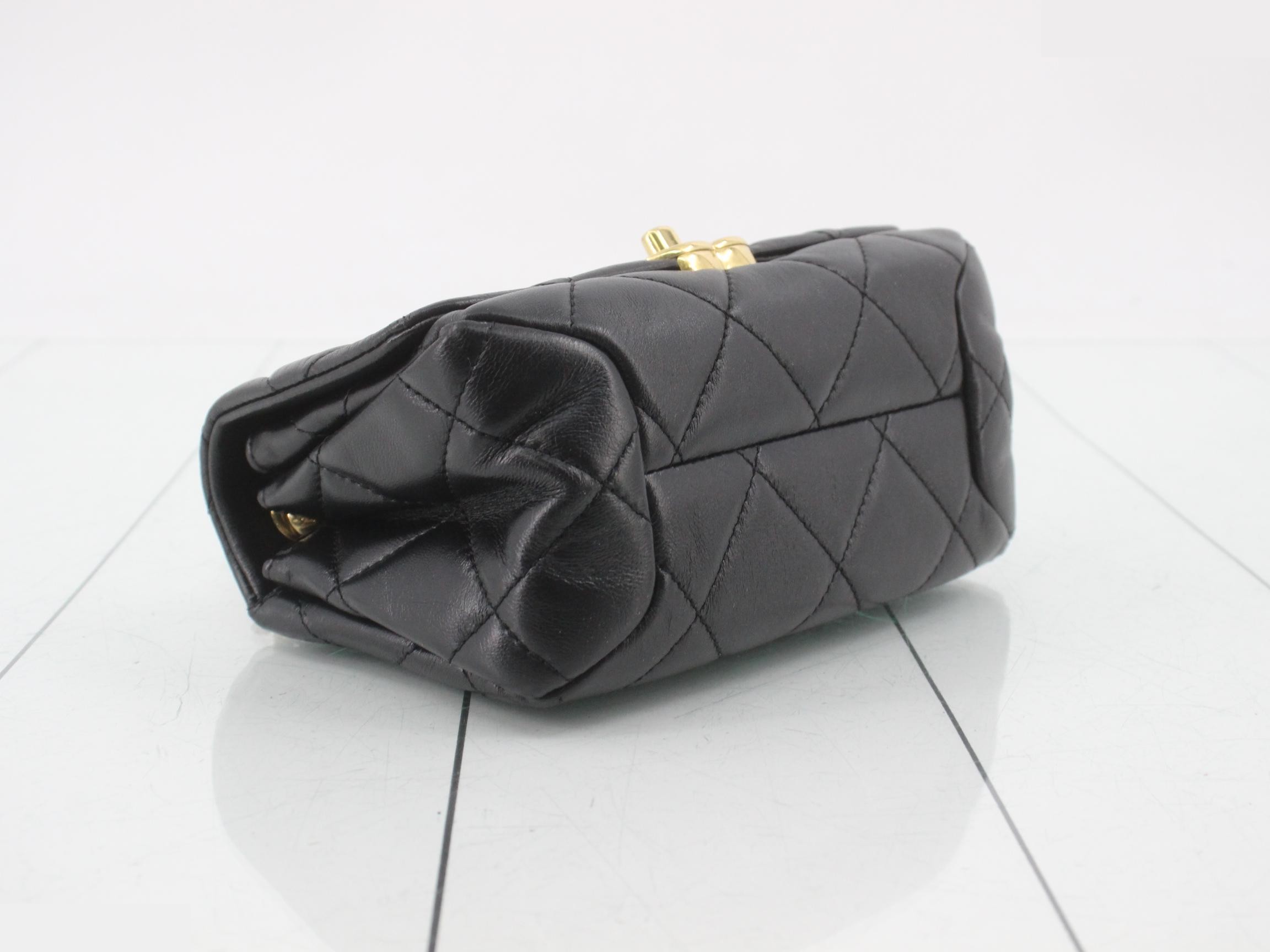 Matelassé handbag / chain shoulder bag / 2-way bag / black — view 5