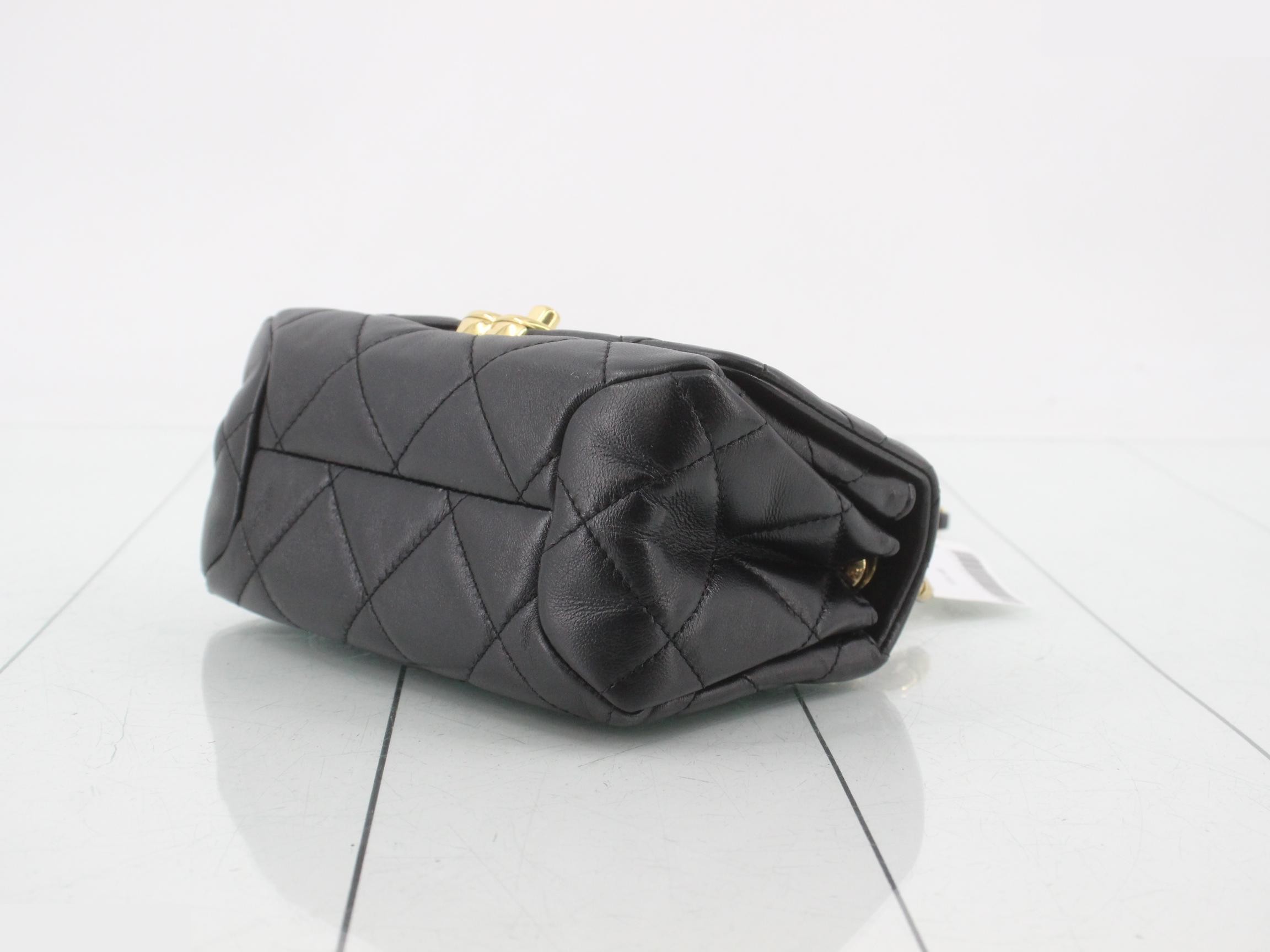 Matelassé handbag / chain shoulder bag / 2-way bag / black — view 6
