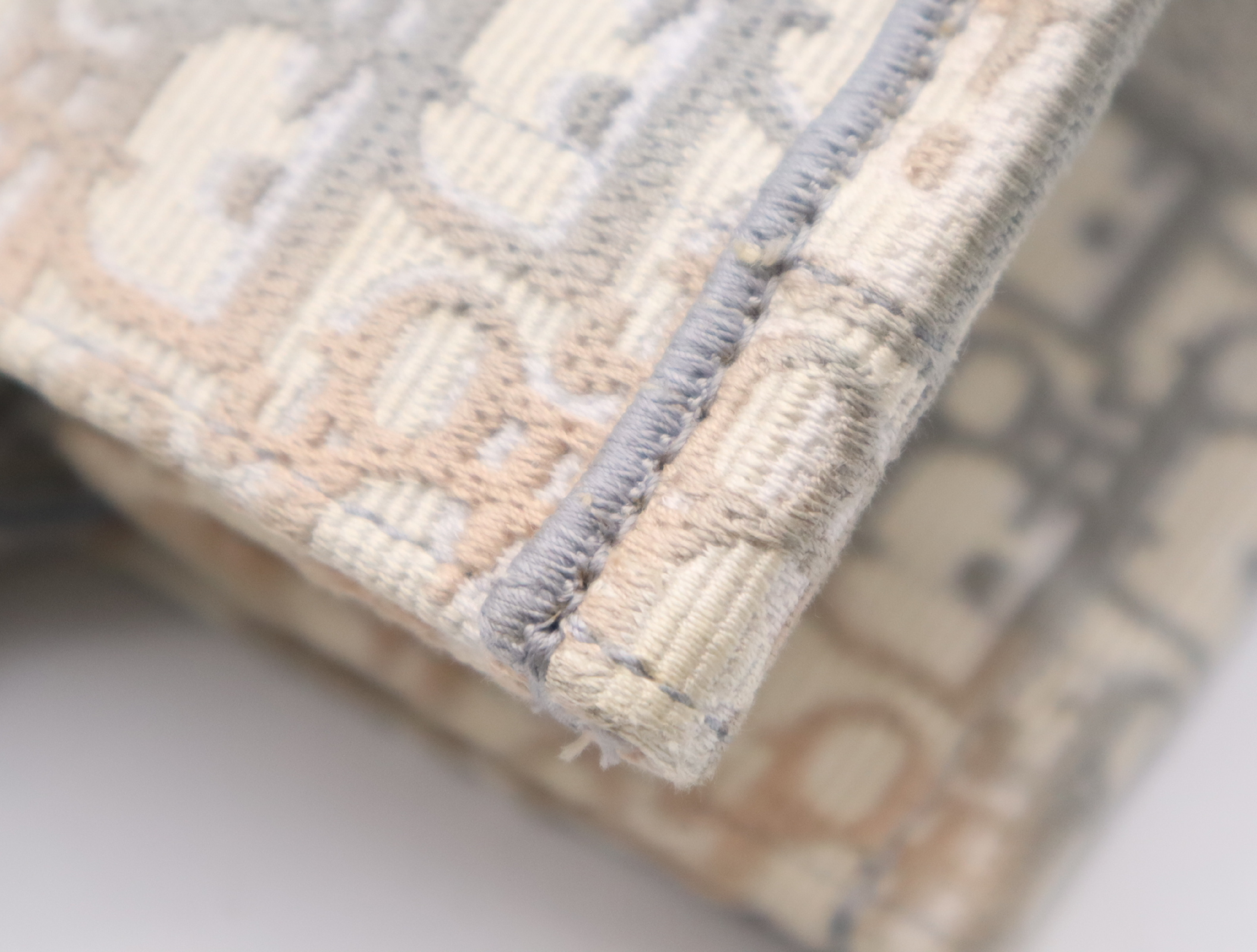 50-MA-0272 Canvas Oblique Book Tote Blue Gray Off White Tote Bag — view 11