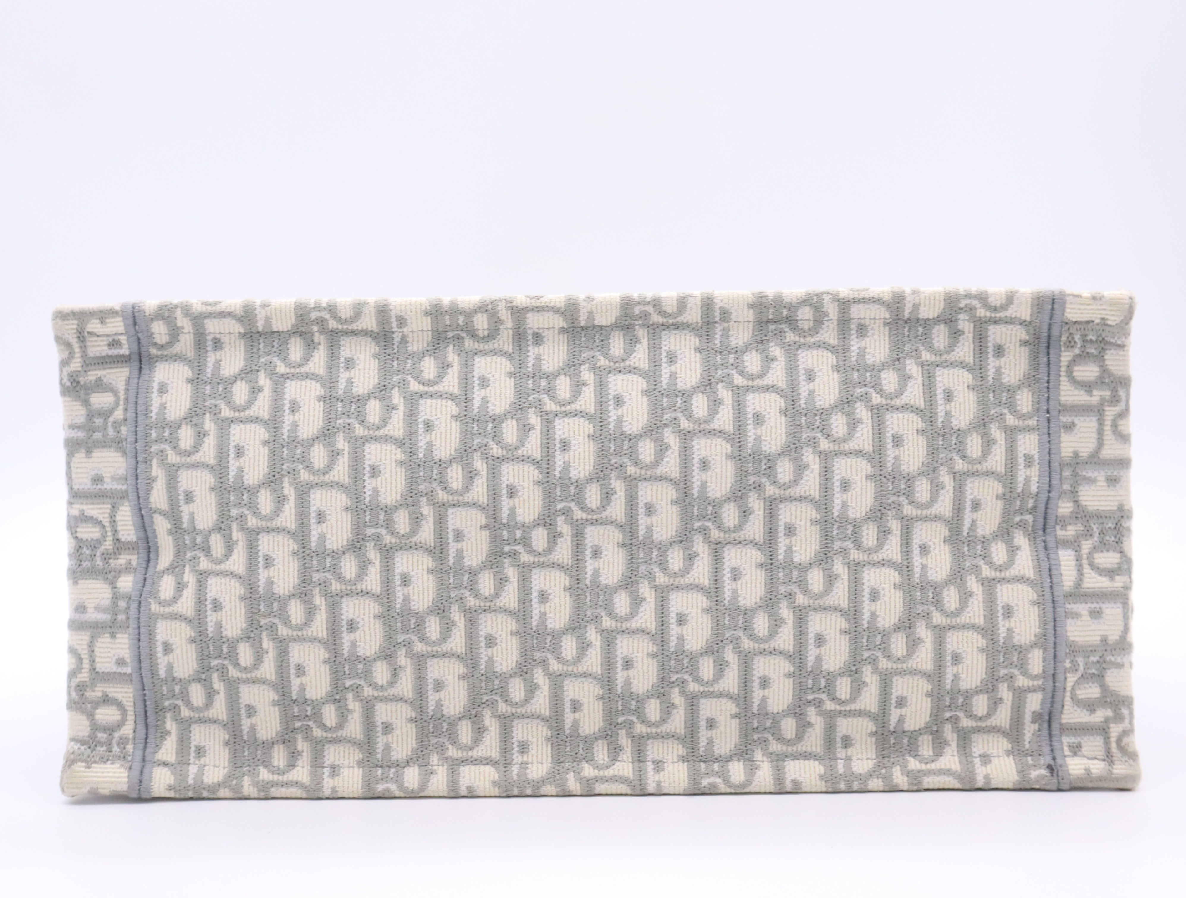 50-MA-0272 Canvas Oblique Book Tote Blue Gray Off White Tote Bag — view 4
