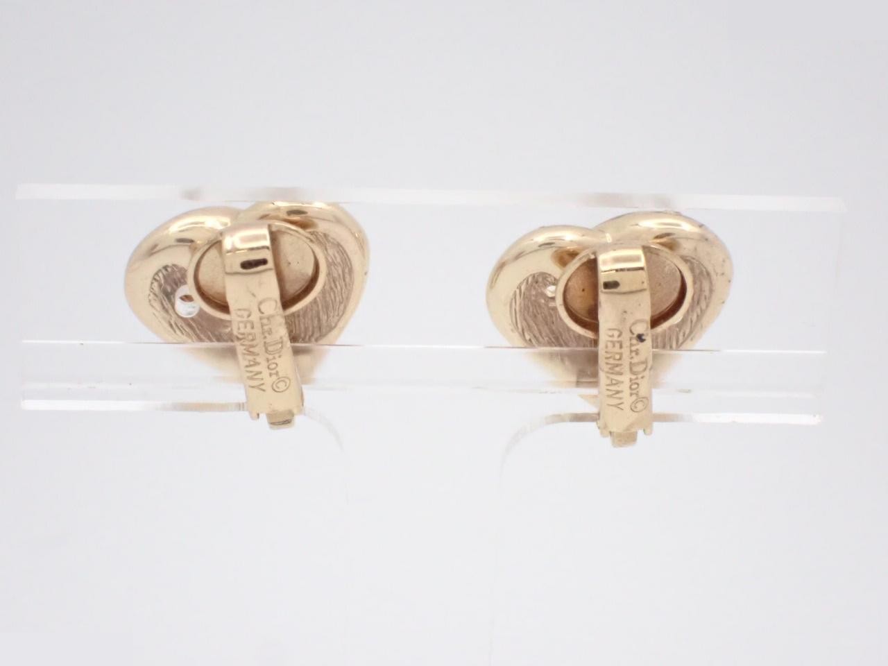 Earrings, heart motif, rhinestone, GP — view 2