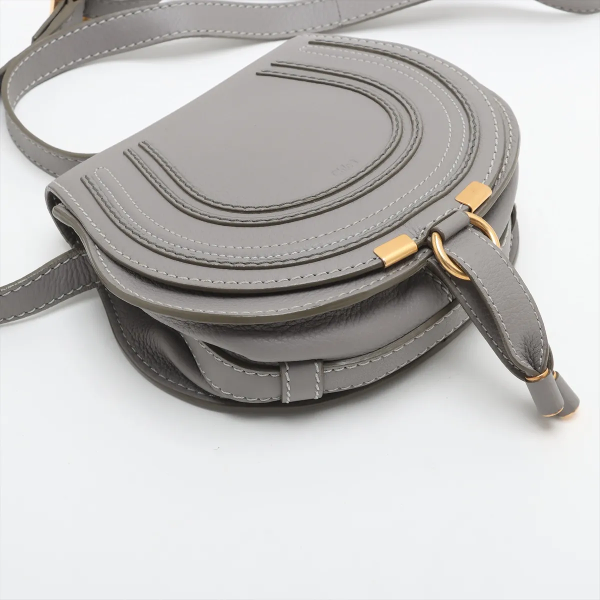 Marcy Mini Leather Shoulder Bag Gray — view 4