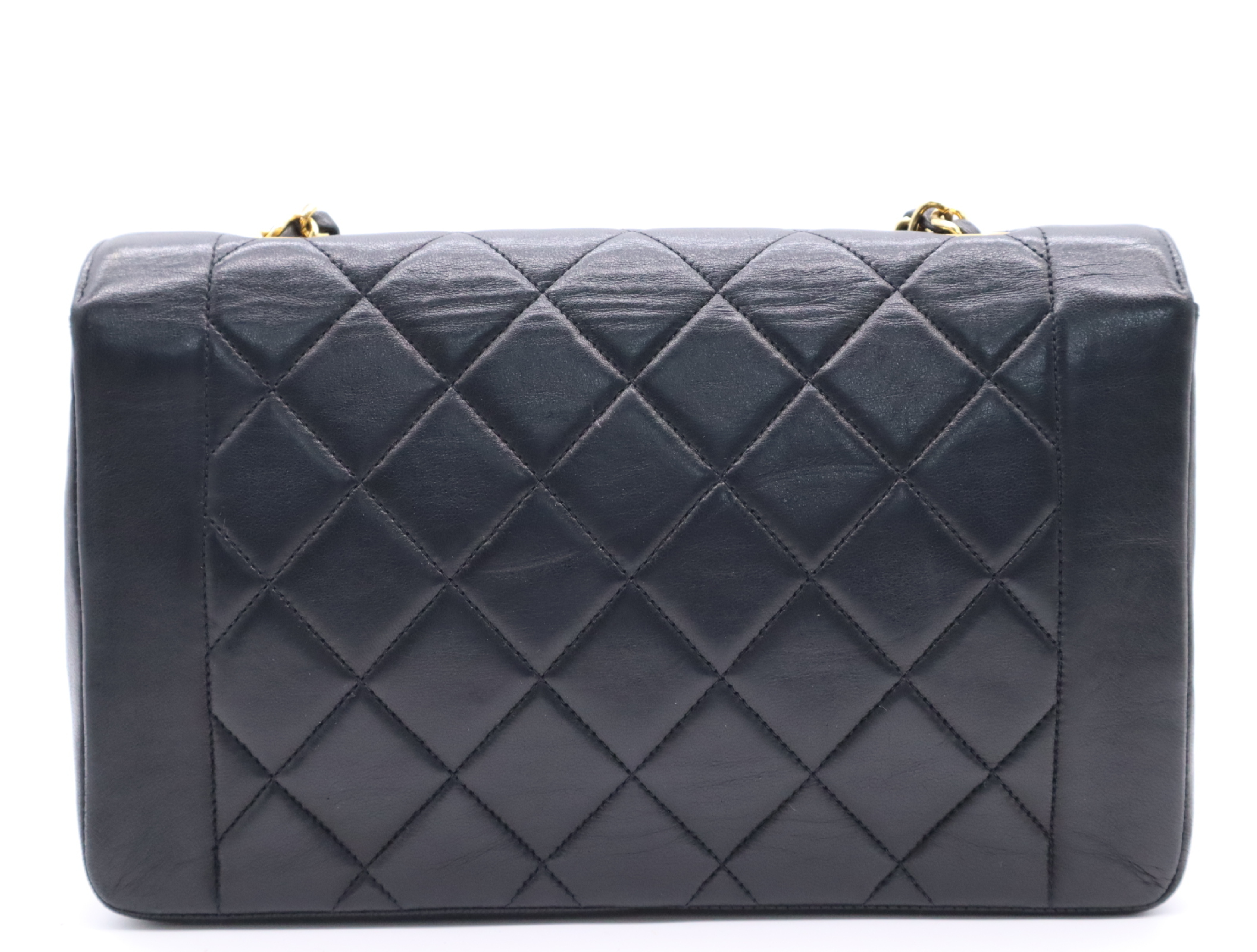 Lambskin Matelassé Diana 25 Shoulder Bag with Small Flap and Small Chain, Gold Hardware, Black, with Guarantee Card, Dust Bag, and Seal, 17170266 — view 2