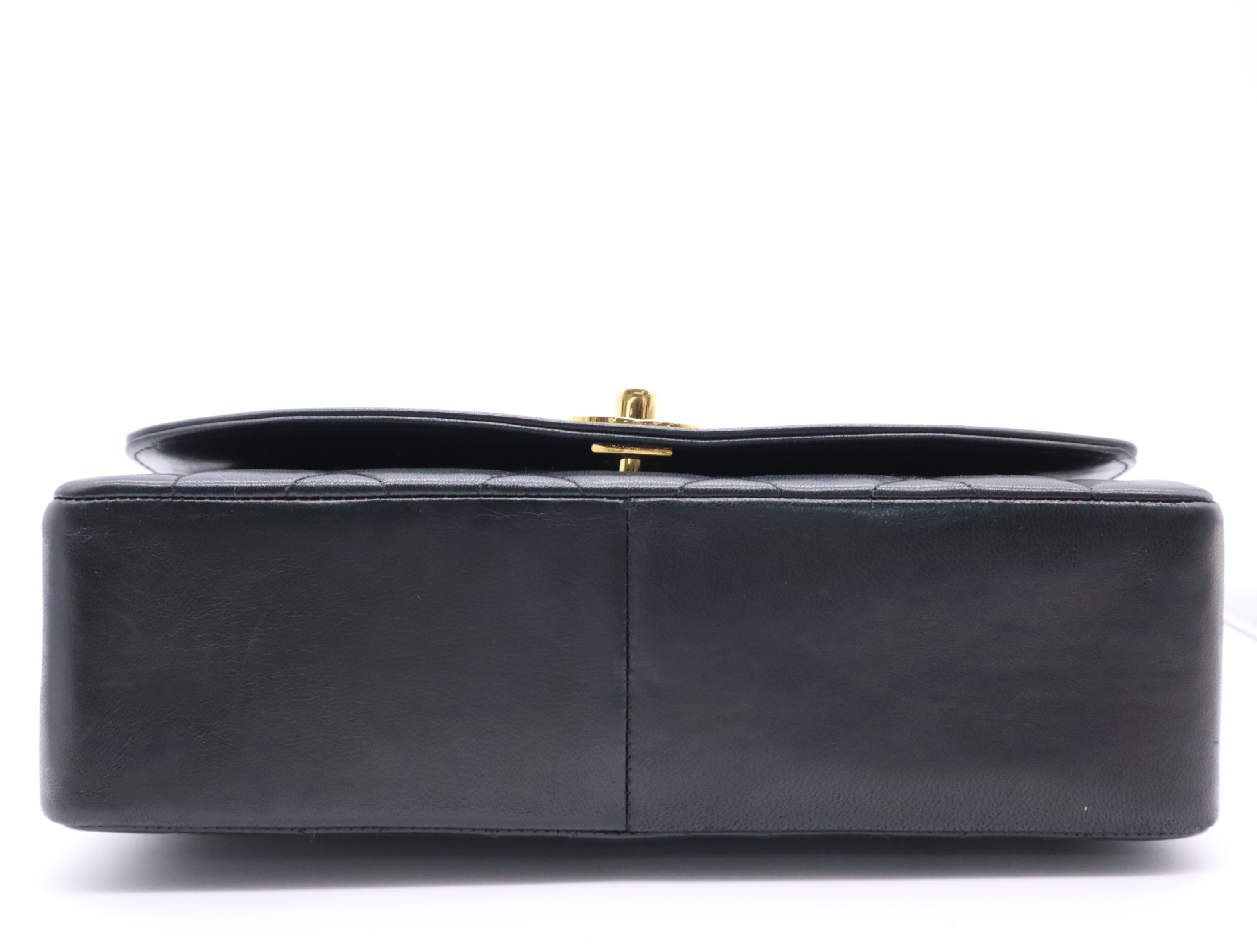 Lambskin Matelassé Diana 25 Shoulder Bag with Small Flap and Small Chain, Gold Hardware, Black, with Guarantee Card, Dust Bag, and Seal, 17170266 — view 4
