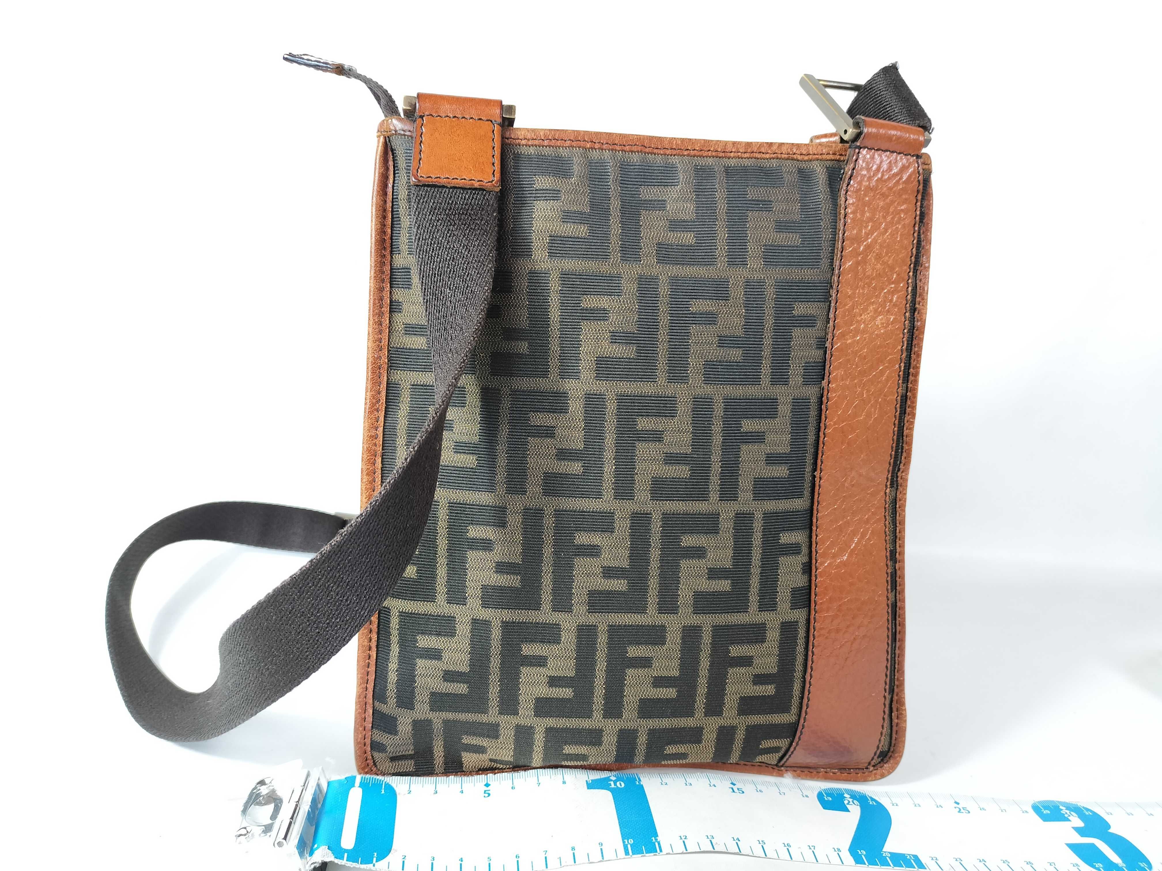 Zucca pattern shoulder bag, Fendi 2305 8BT110 TOK 069, canvas and leather, brown shoulder bag. — view 2