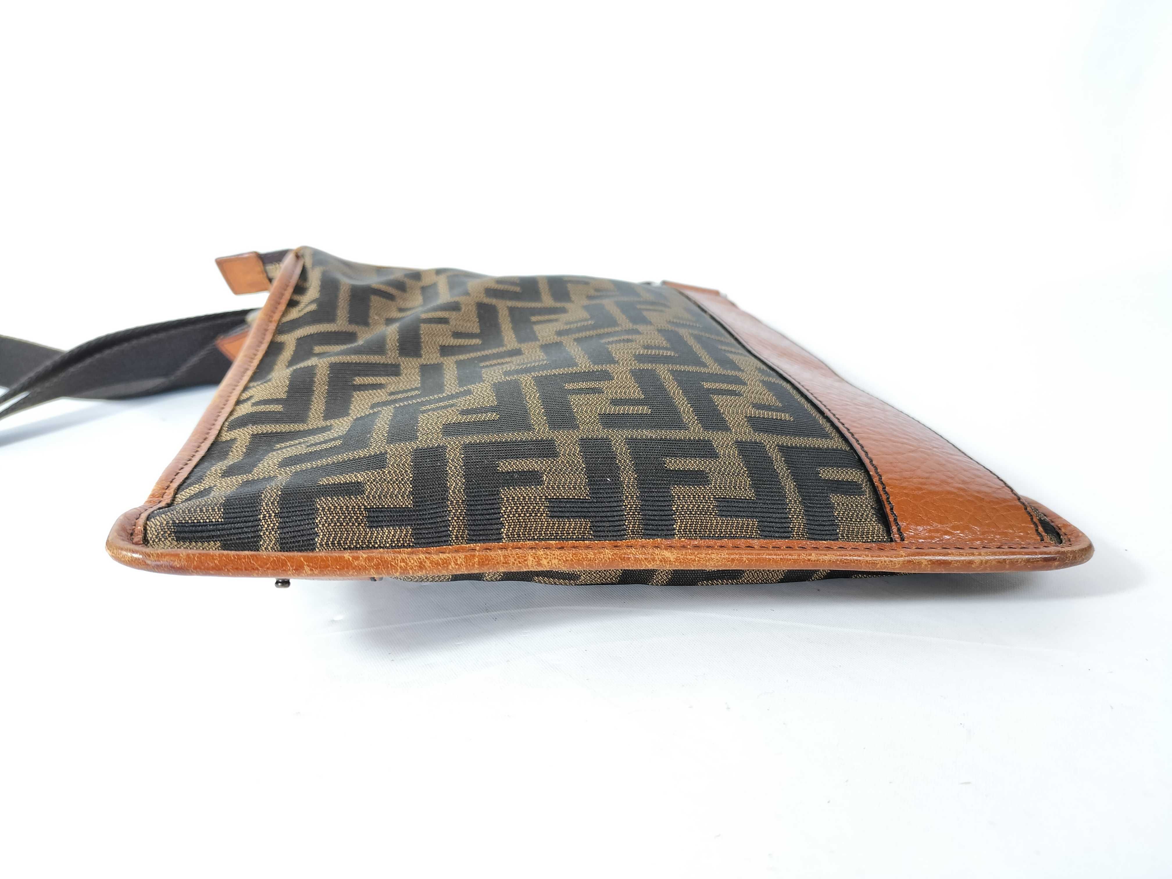Zucca pattern shoulder bag, Fendi 2305 8BT110 TOK 069, canvas and leather, brown shoulder bag. — view 7