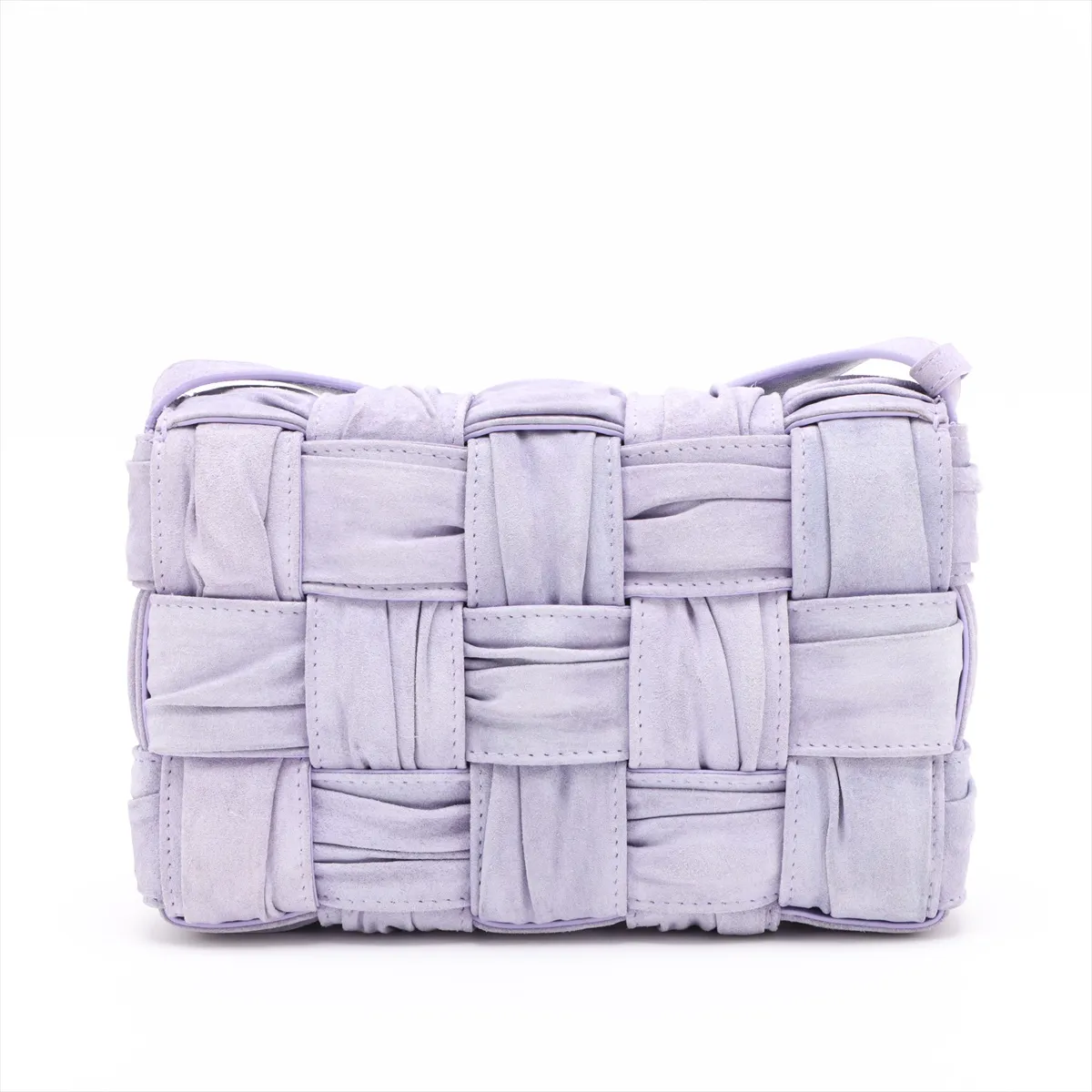 Maxi Intrecciato Padded Cassette Suede Shoulder Bag Purple — view 2