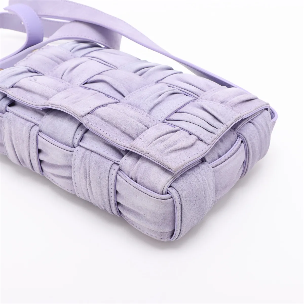 Maxi Intrecciato Padded Cassette Suede Shoulder Bag Purple — view 3