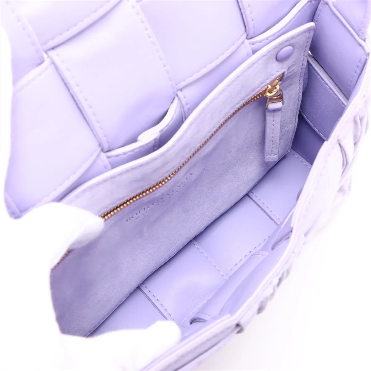 Maxi Intrecciato Padded Cassette Suede Shoulder Bag Purple — view 6