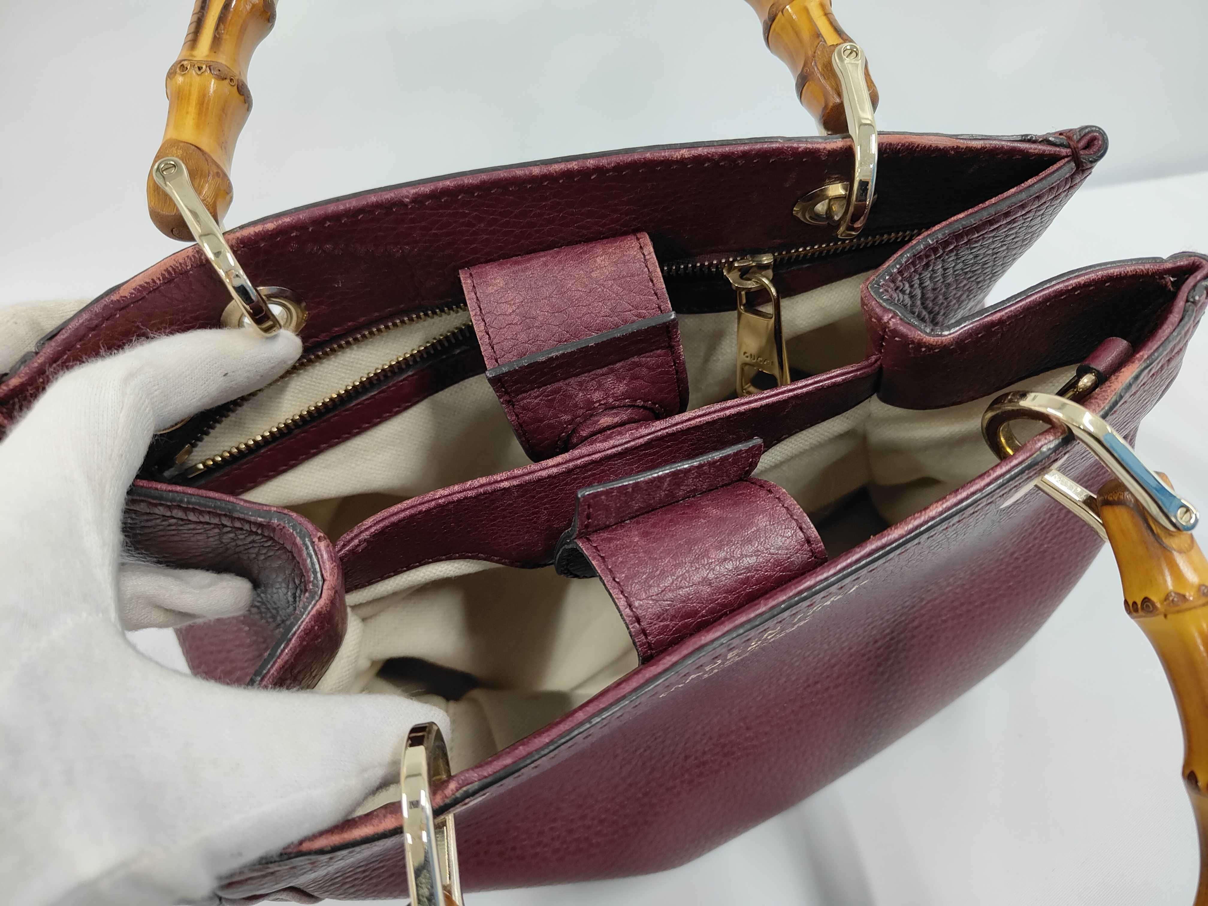 D. Gucci Bamboo Shopper Leather Handbag — view 7