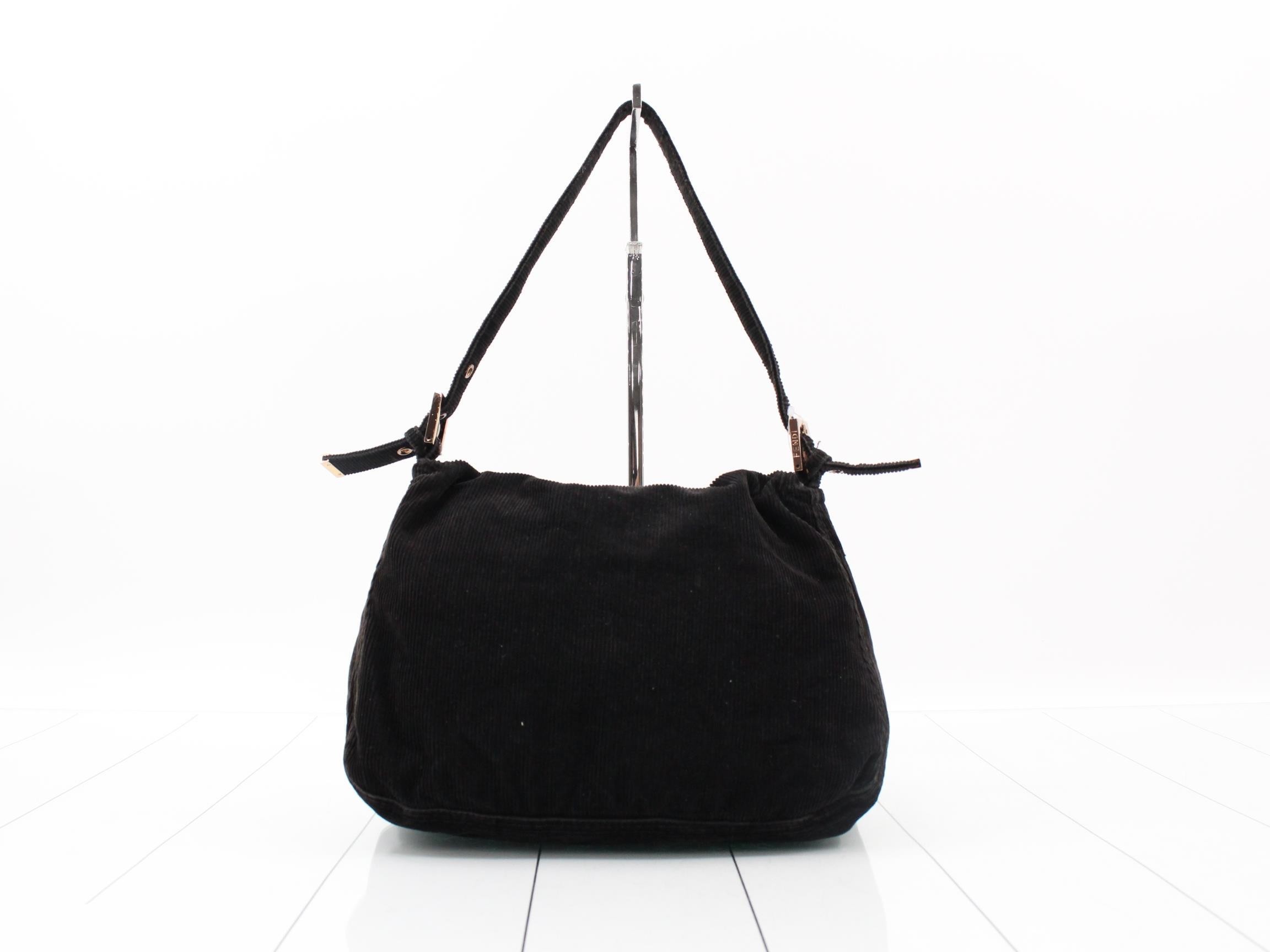 Baguette Shoulder Bag, Corduroy, Black — view 2