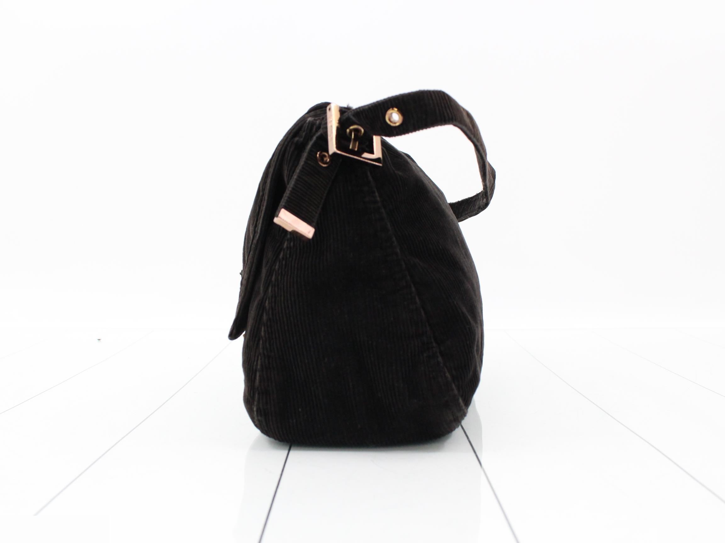 Baguette Shoulder Bag, Corduroy, Black — view 3
