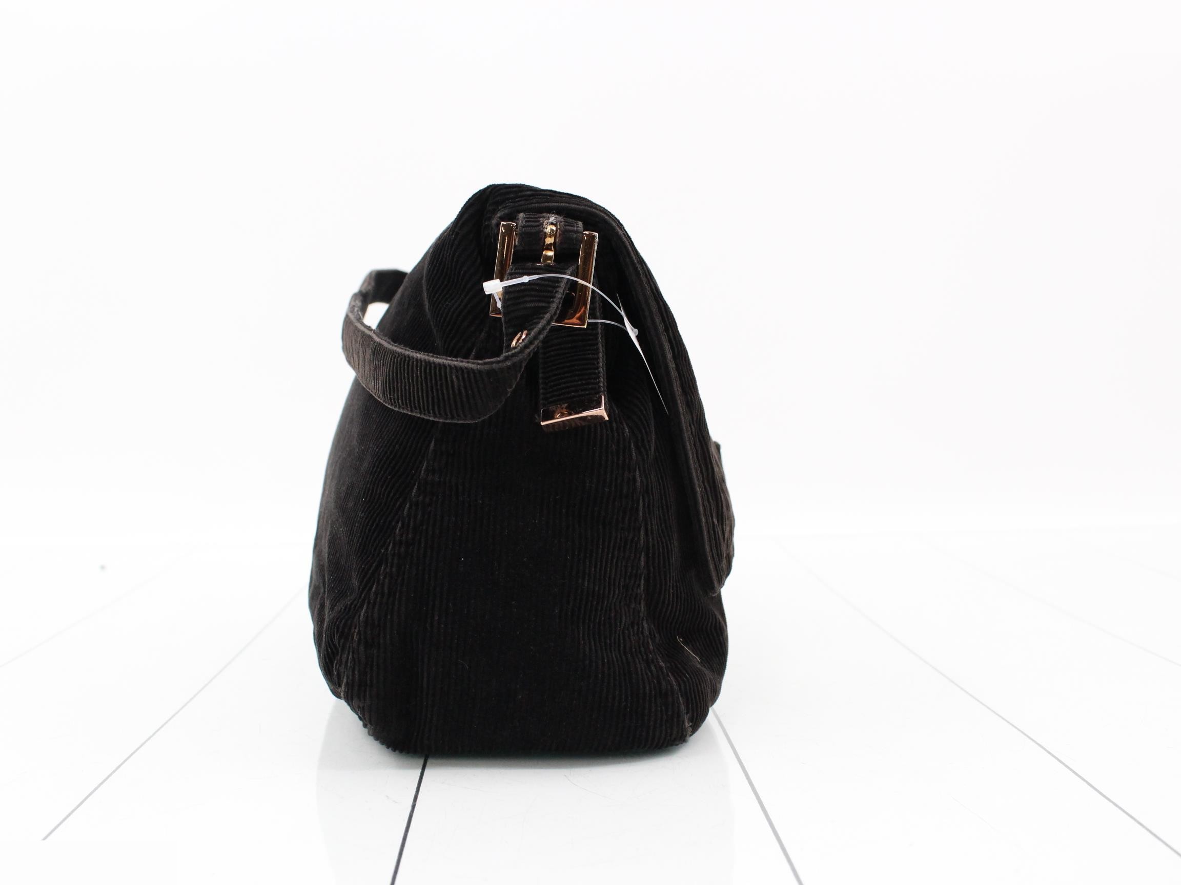 Baguette Shoulder Bag, Corduroy, Black — view 4