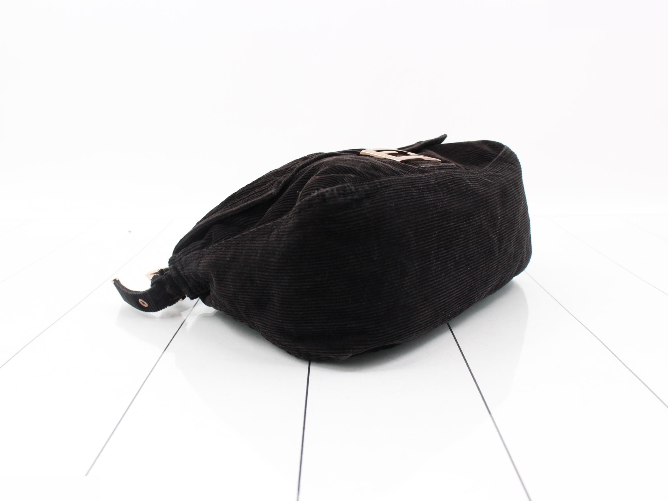Baguette Shoulder Bag, Corduroy, Black — view 5
