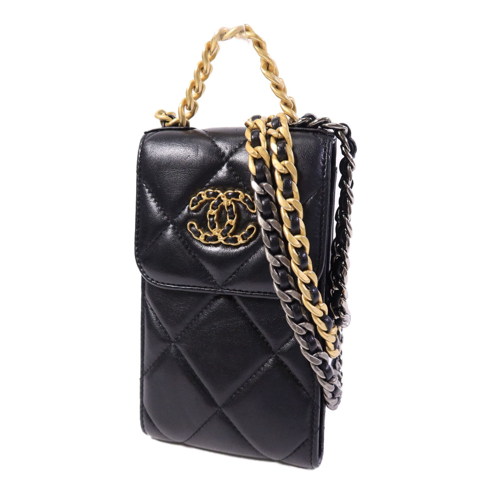 Lambskin Leather 19 Phone Holder/Bag w/Chain Strap — view 3