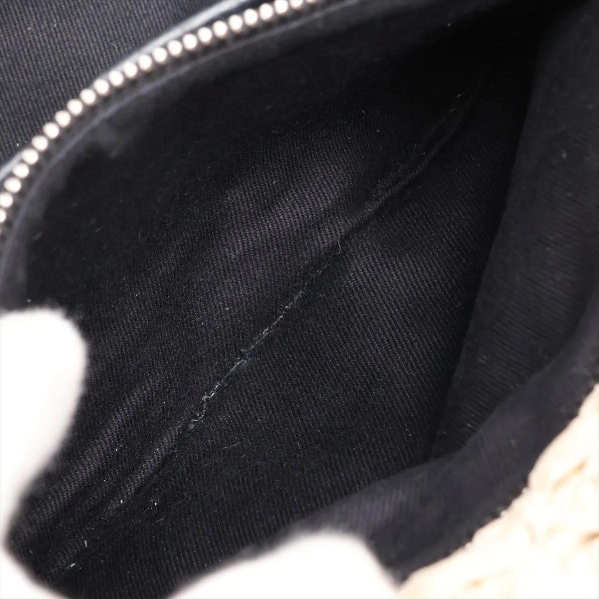 Canapa Raffia 2-Way Handbag, Black x Beige, BN2889 — view 10