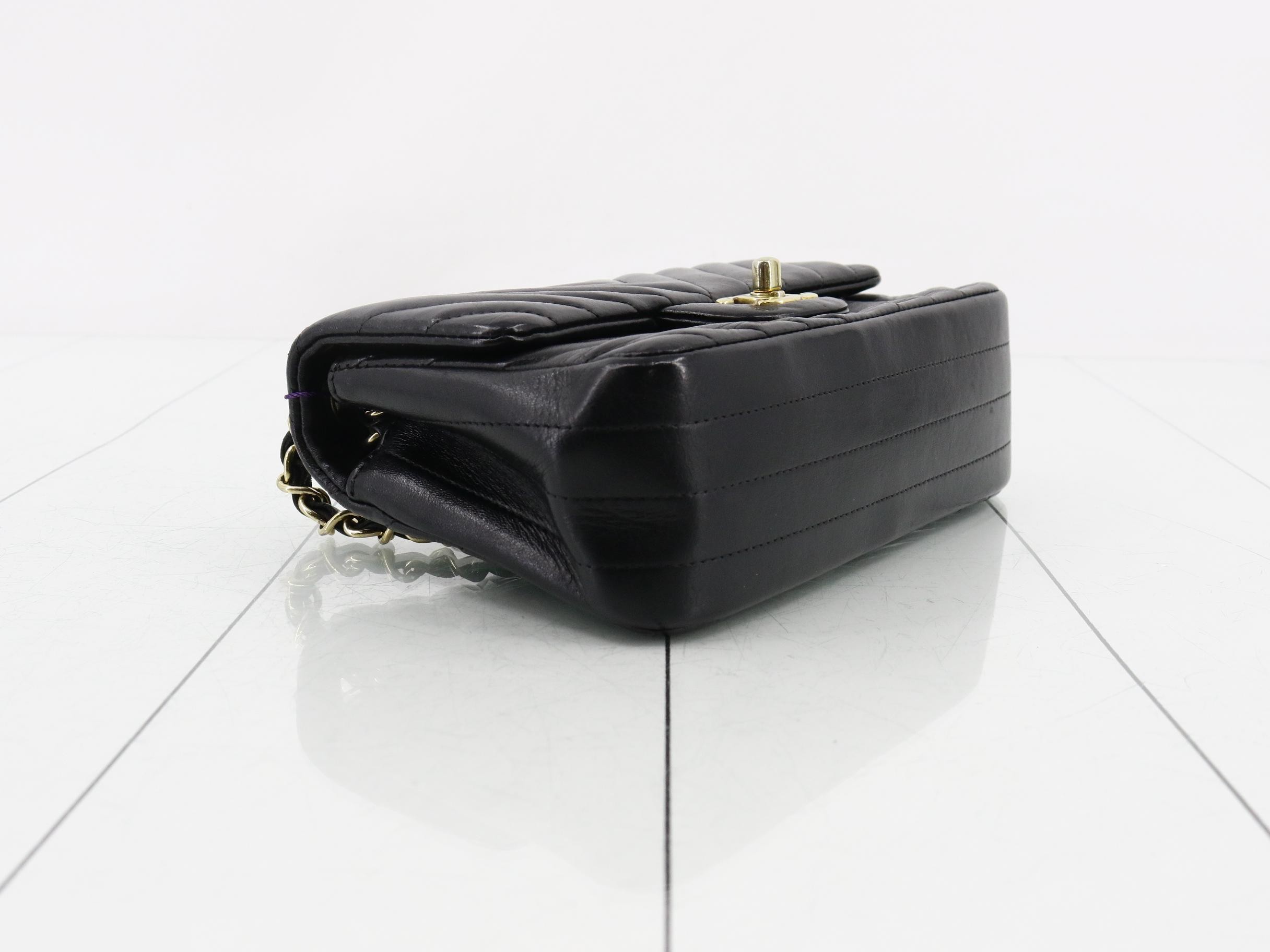 V-stitch Mini Matelassé Lambskin Shoulder Bag — view 5