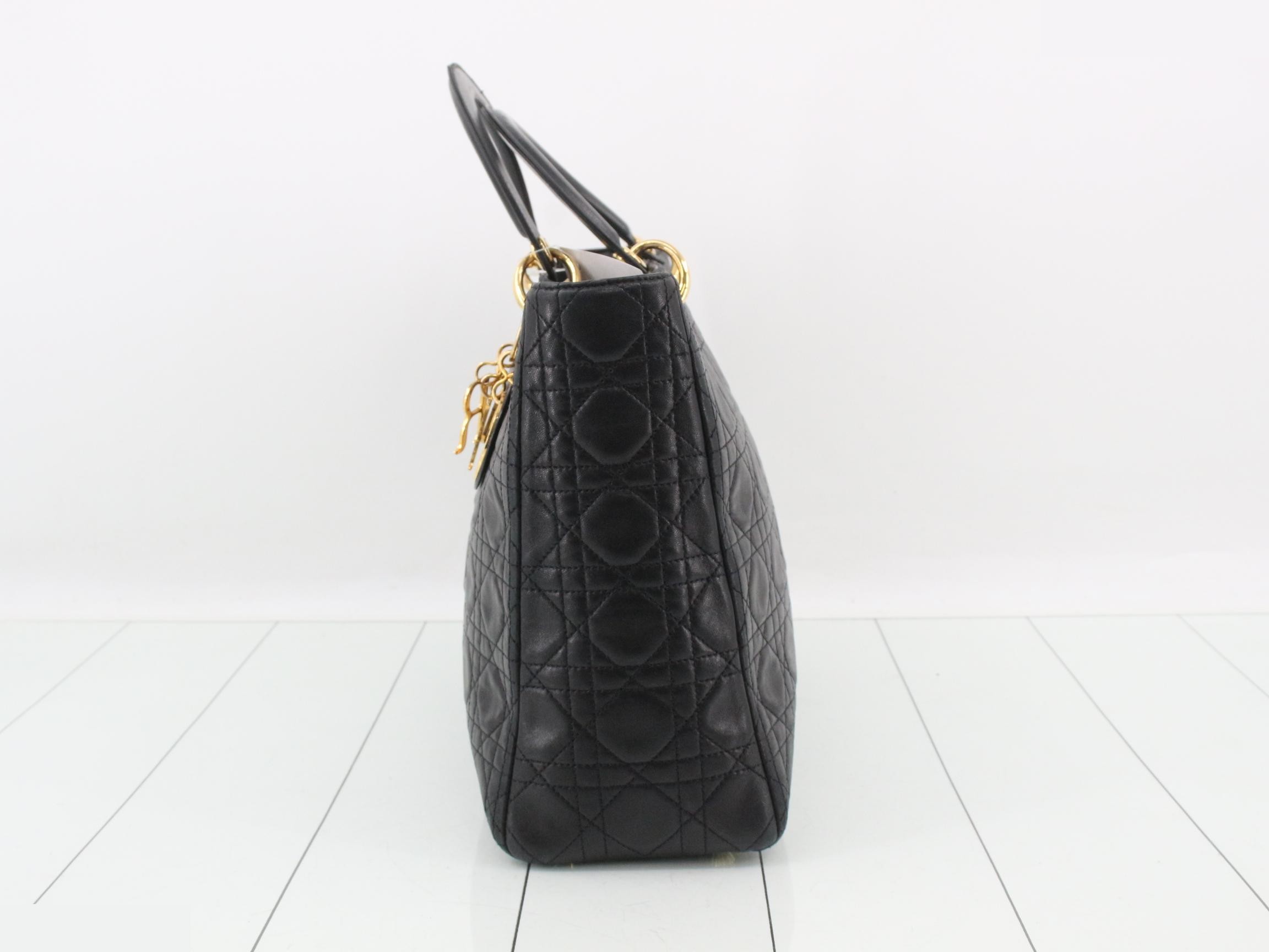 Lady Dior Large Cannage Cowhide Leather Black — view 3