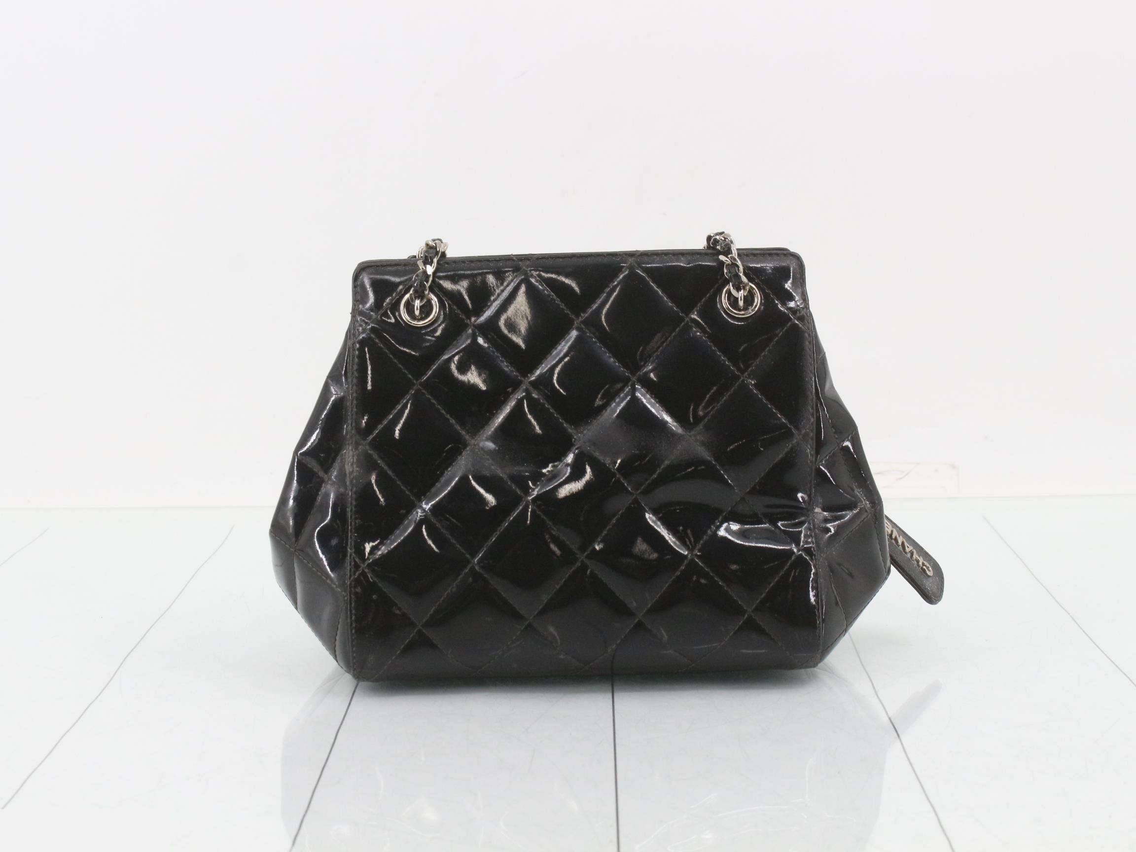 Coco Mark Patent Leather Chain Shoulder Bag — view 2