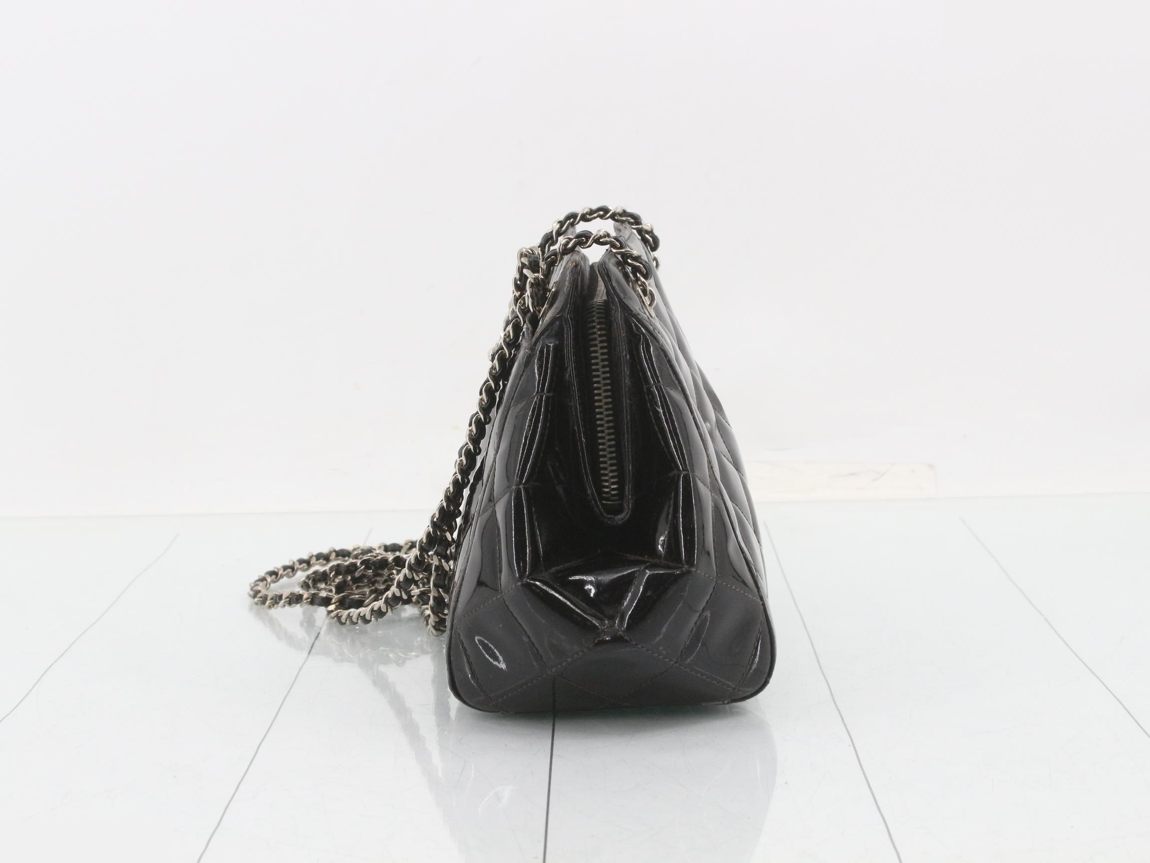 Coco Mark Patent Leather Chain Shoulder Bag — view 3