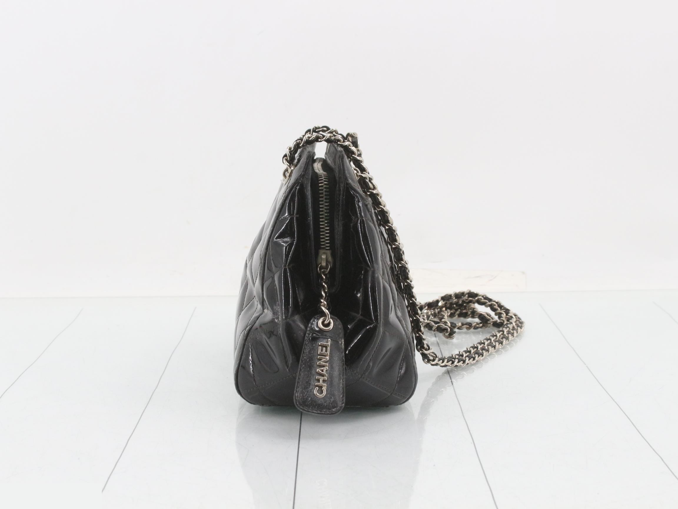 Coco Mark Patent Leather Chain Shoulder Bag — view 4