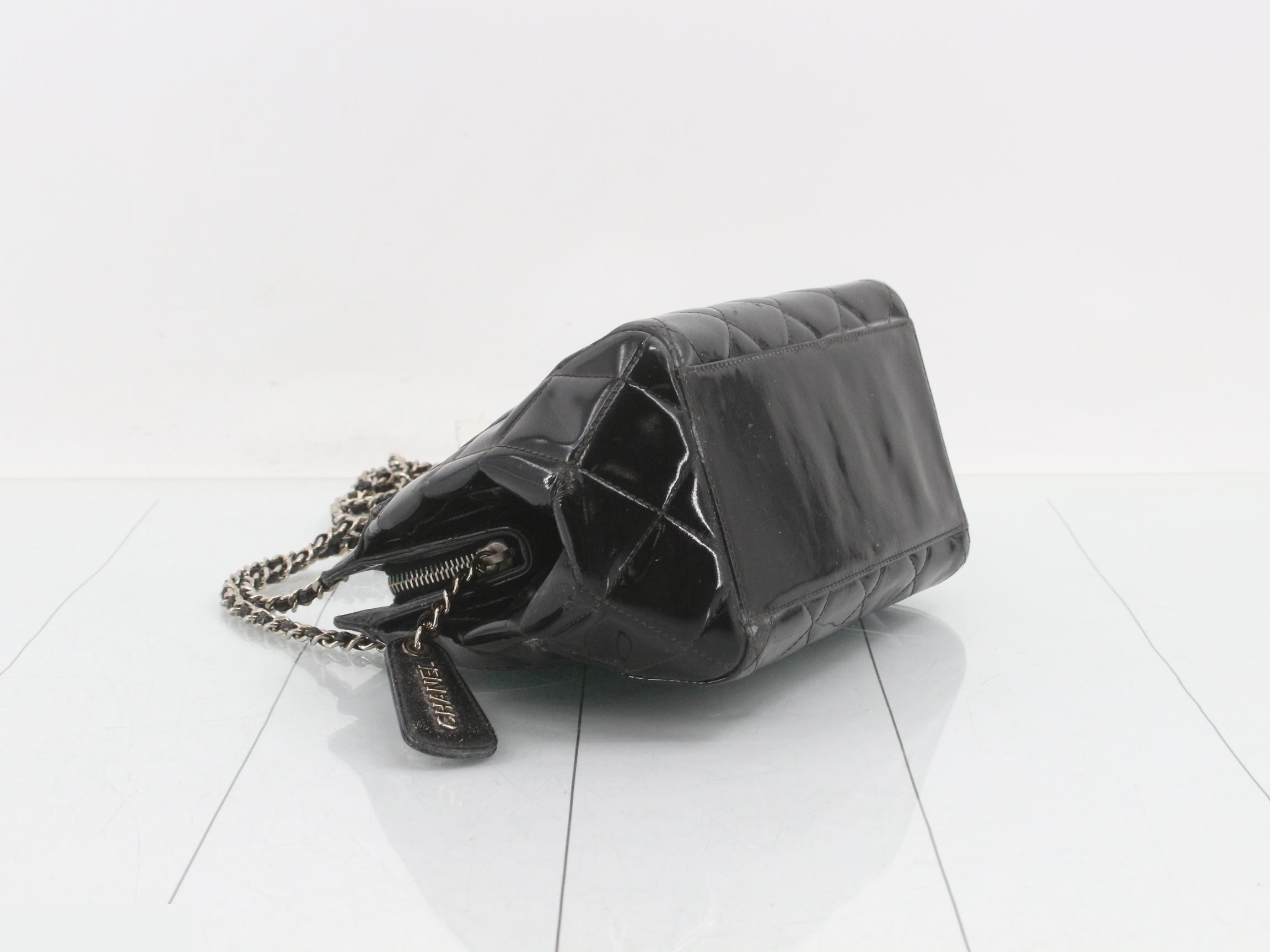 Coco Mark Patent Leather Chain Shoulder Bag — view 5