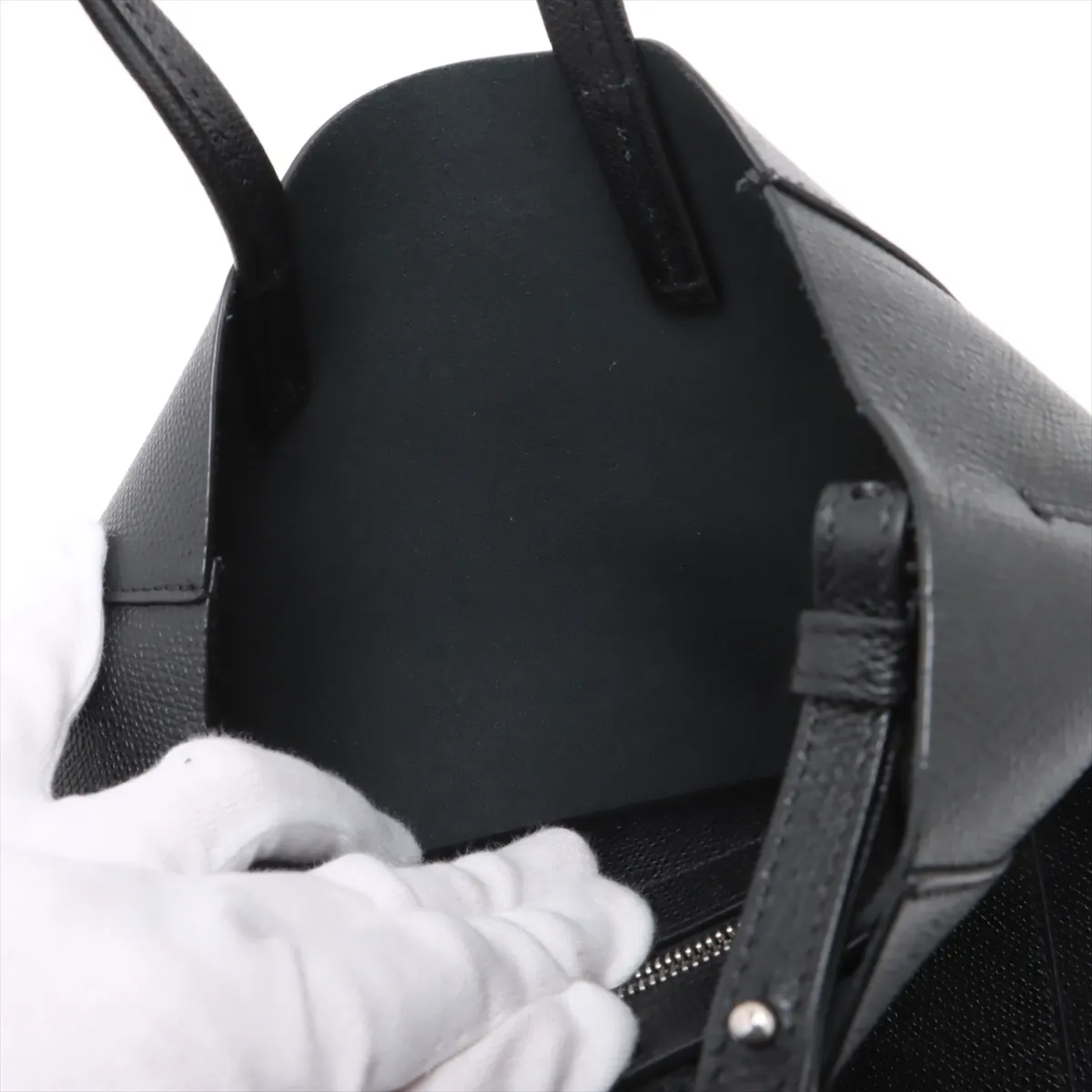 Vertical Cabas Small Leather 2WAY Tote Bag Black — view 12