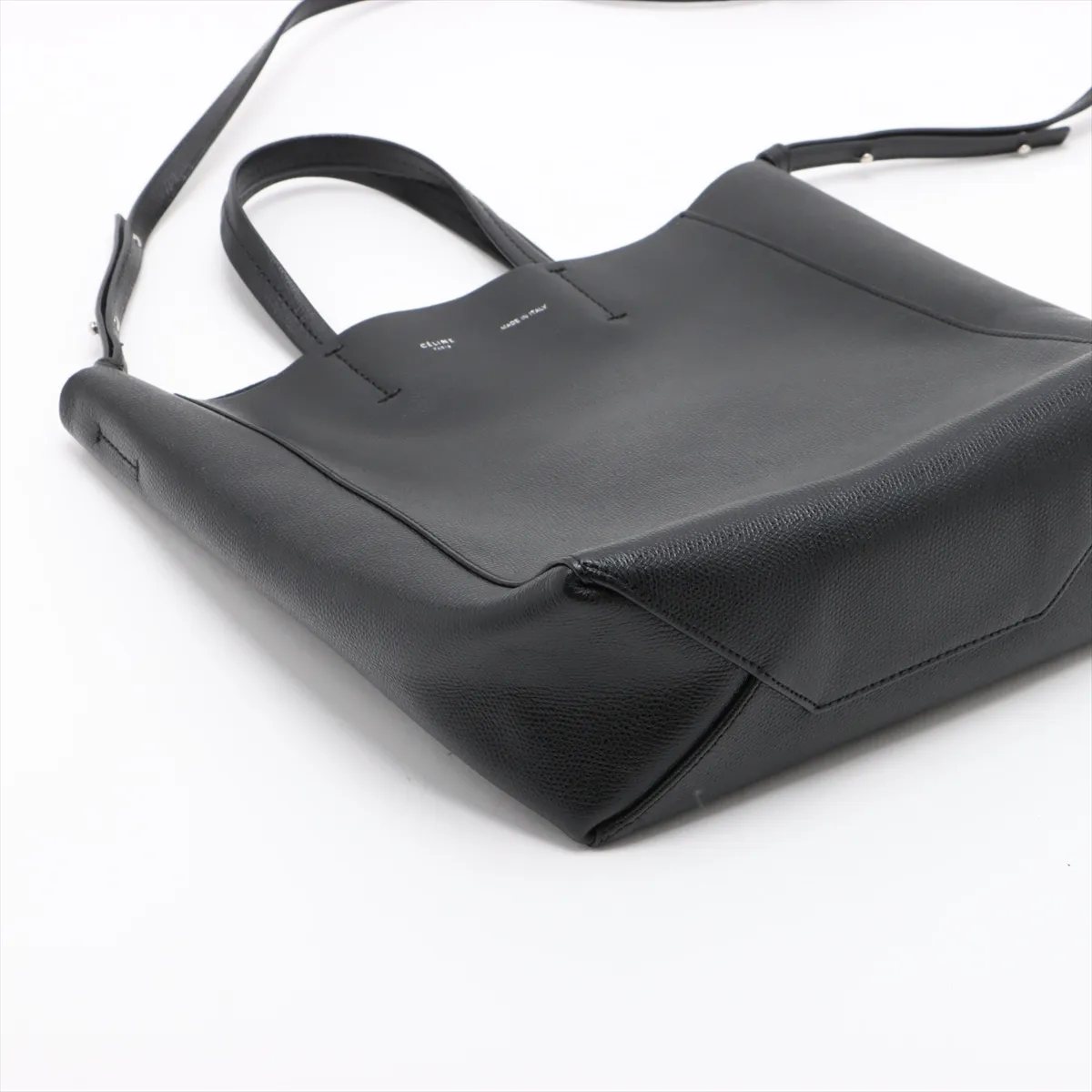 Vertical Cabas Small Leather 2WAY Tote Bag Black — view 4