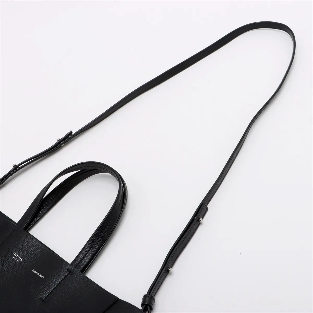 Vertical Cabas Small Leather 2WAY Tote Bag Black — view 7