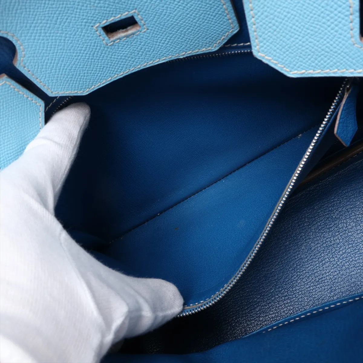 [Individually packaged] Hermes Candy Birkin 35 Veau Epsom Celeste x Mykonos Silver Hardware O: 2011 — view 9