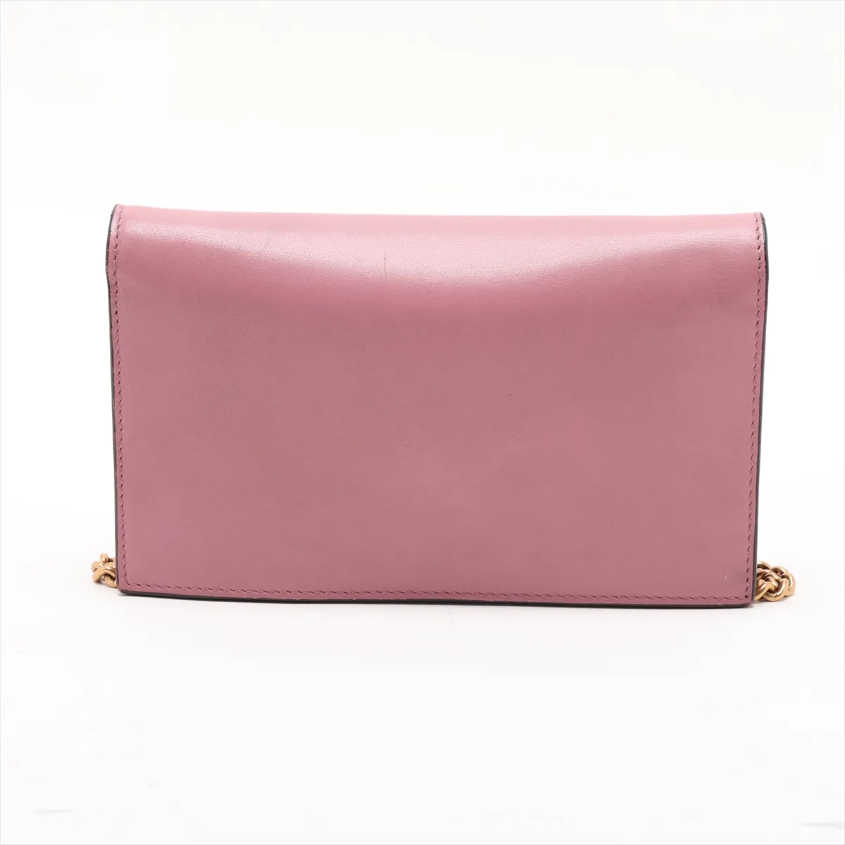 Leather Chain Wallet, Pink, 431478 — view 2