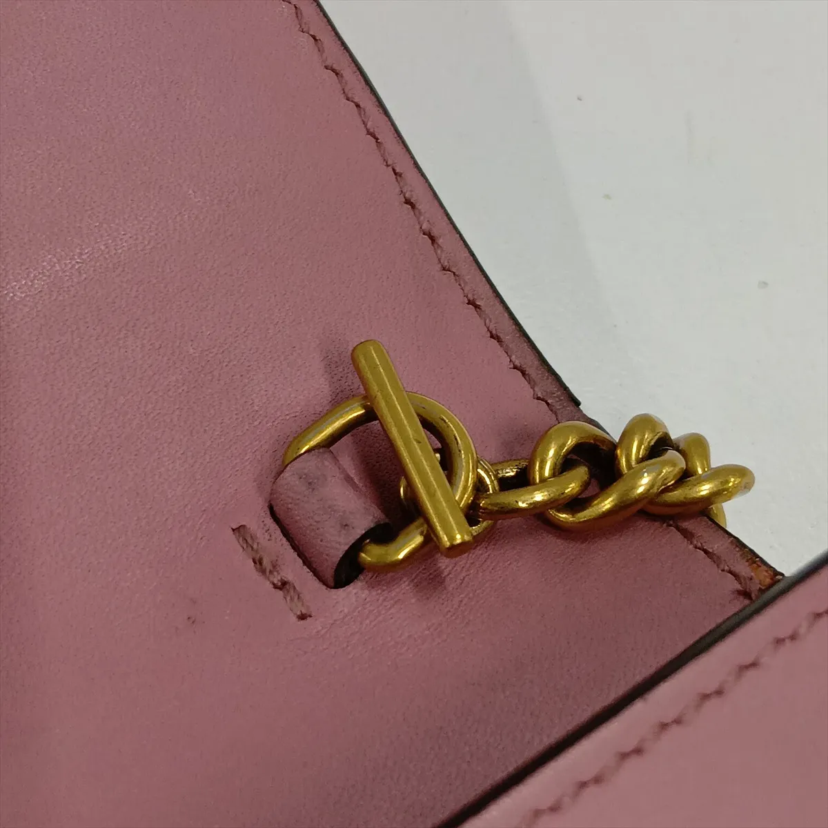 Leather Chain Wallet, Pink, 431478 — view 12