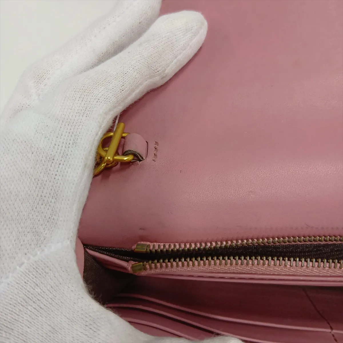 Leather Chain Wallet, Pink, 431478 — view 13