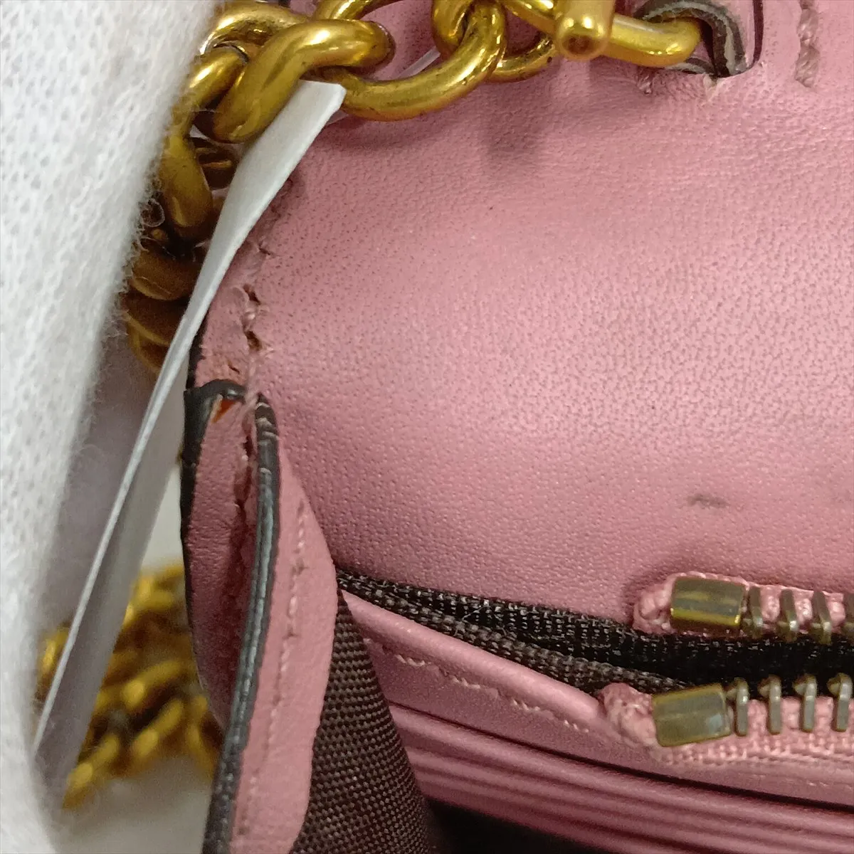 Leather Chain Wallet, Pink, 431478 — view 14