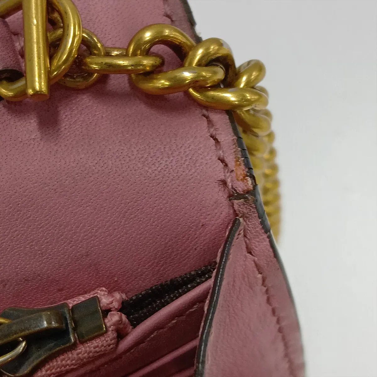 Leather Chain Wallet, Pink, 431478 — view 15