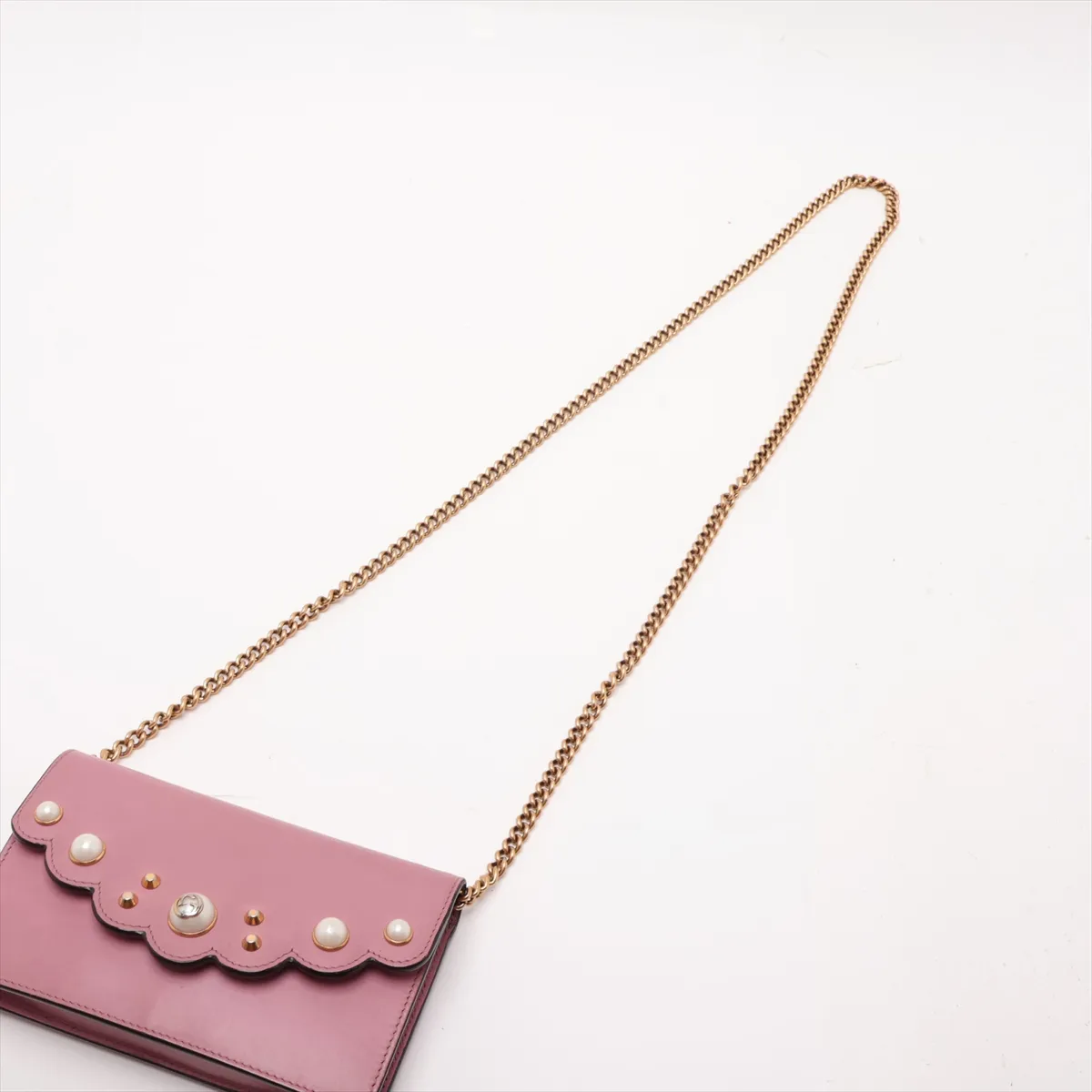 Leather Chain Wallet, Pink, 431478 — view 5