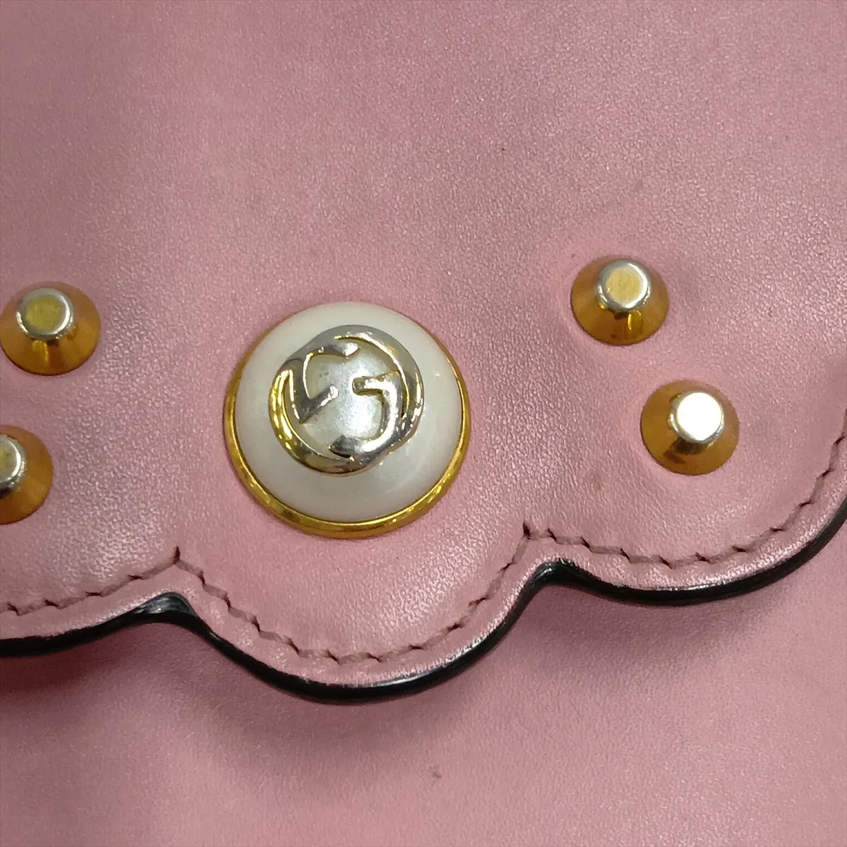 Leather Chain Wallet, Pink, 431478 — view 9