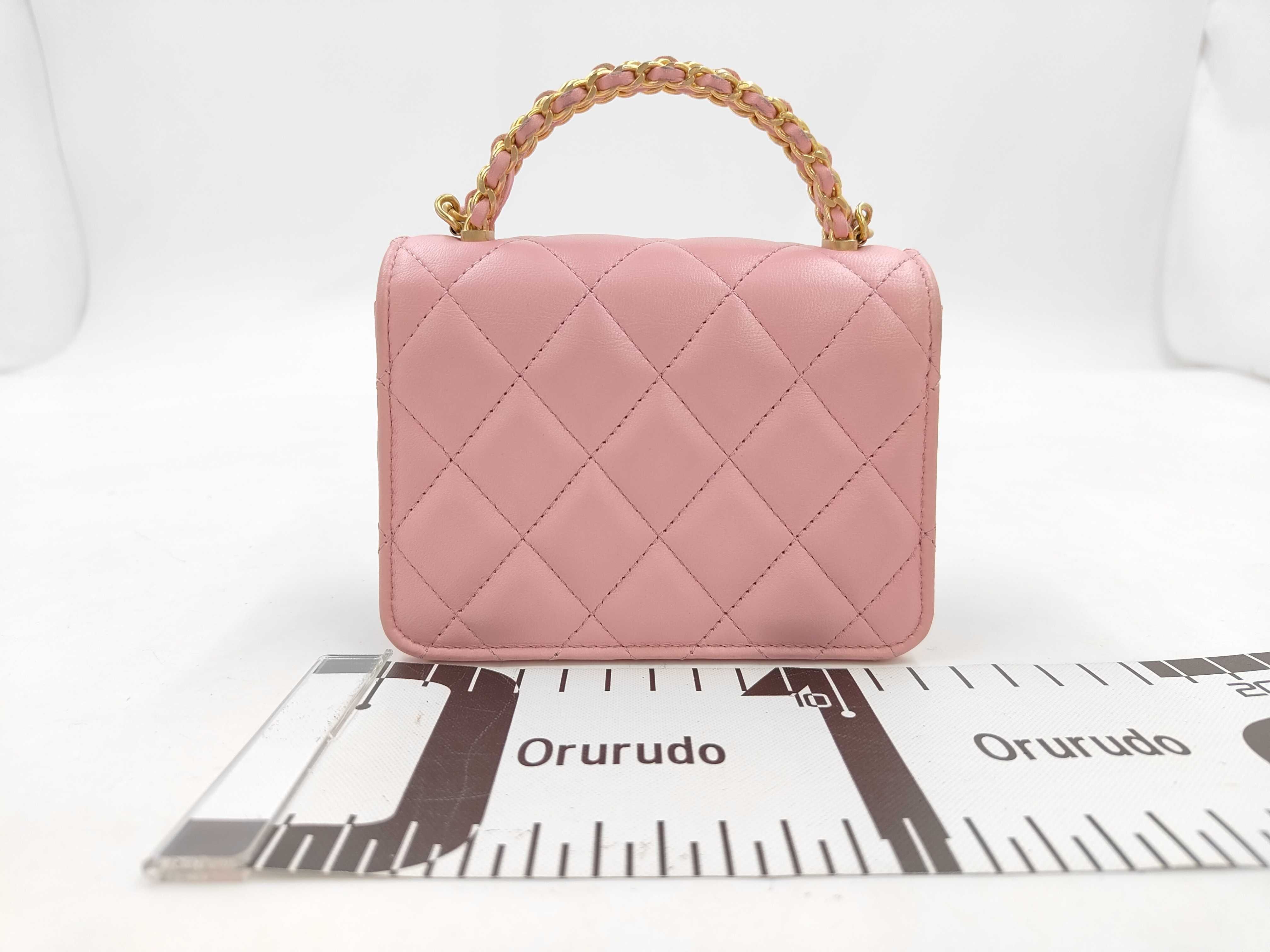 Lambskin Pink Handle Chain Shoulder Bag with IC Chip — view 2
