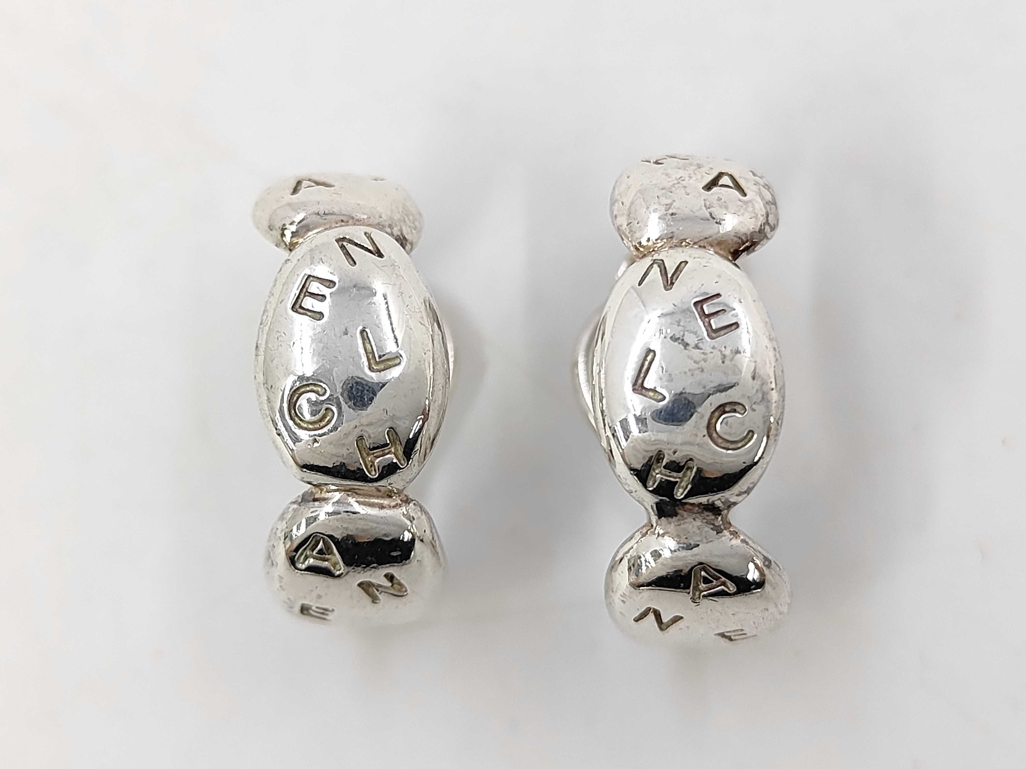 Logo Hoop Earrings, 925 Sterling Silver, 13.0g