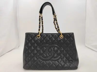 GST Caviar Skin Tote Bag, Black with Gold Hardware, 19439382 (Serial Number 15-series), A50995, 15713018 (Tote Bag)