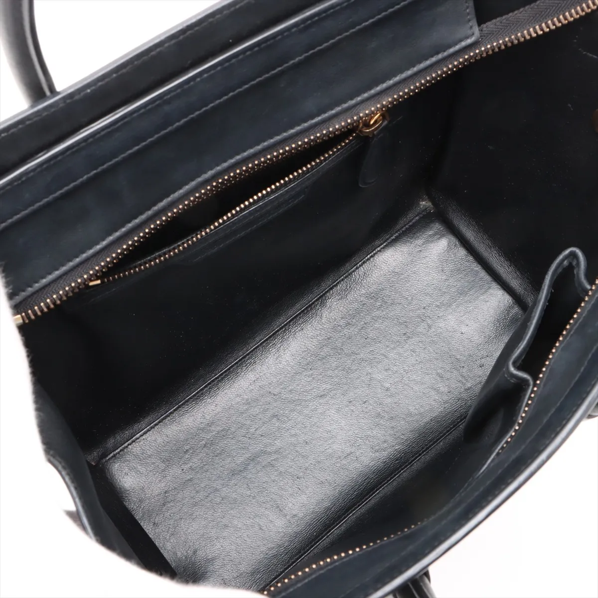 Luggage Micro Shopper Leather Handbag Black — view 7