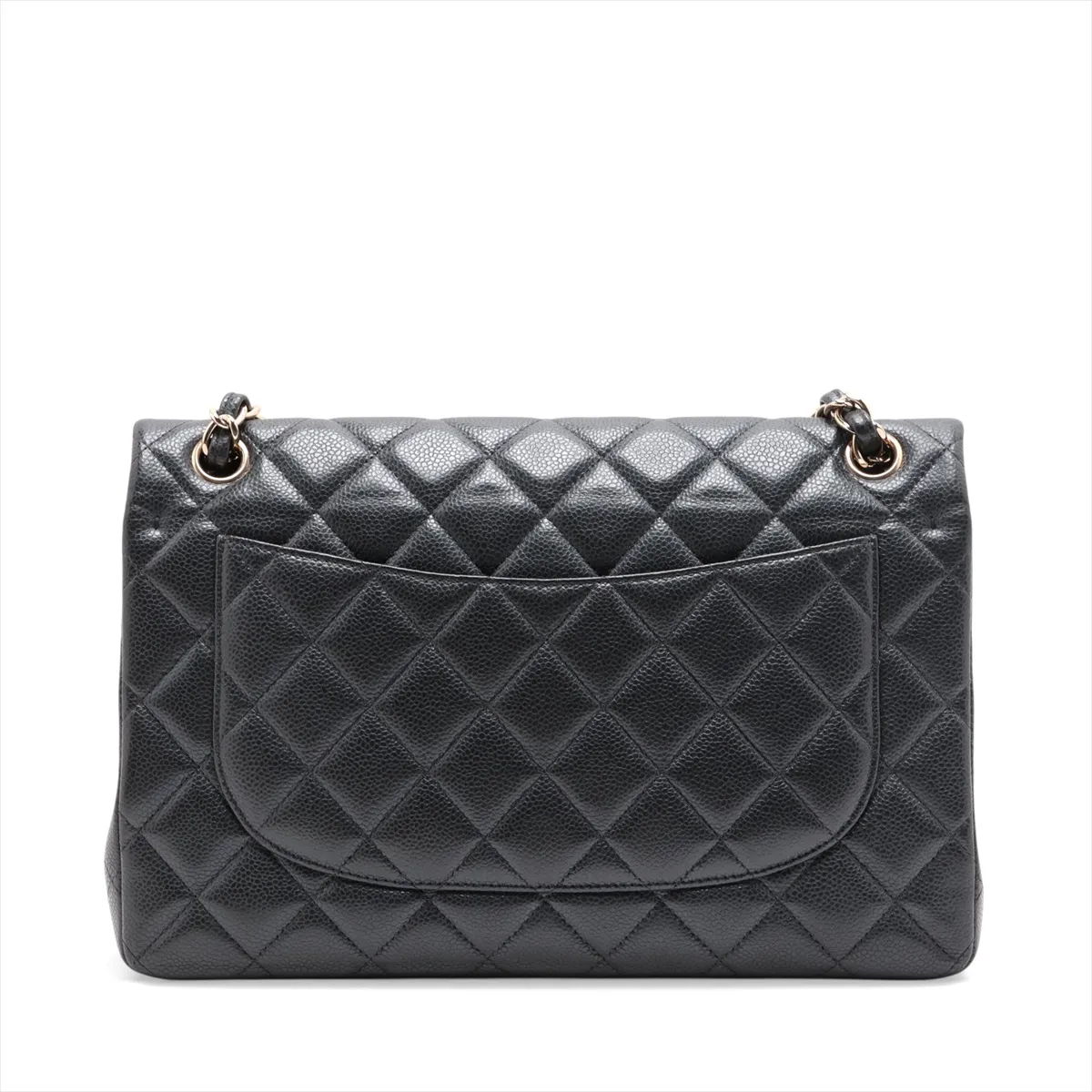 [Individually packaged] Chanel Large Matelassé 30 Caviar Skin Double Flap Double Chain Bag, Black with Gold Hardware, 25712638, Serial Number , A58600 — view 2