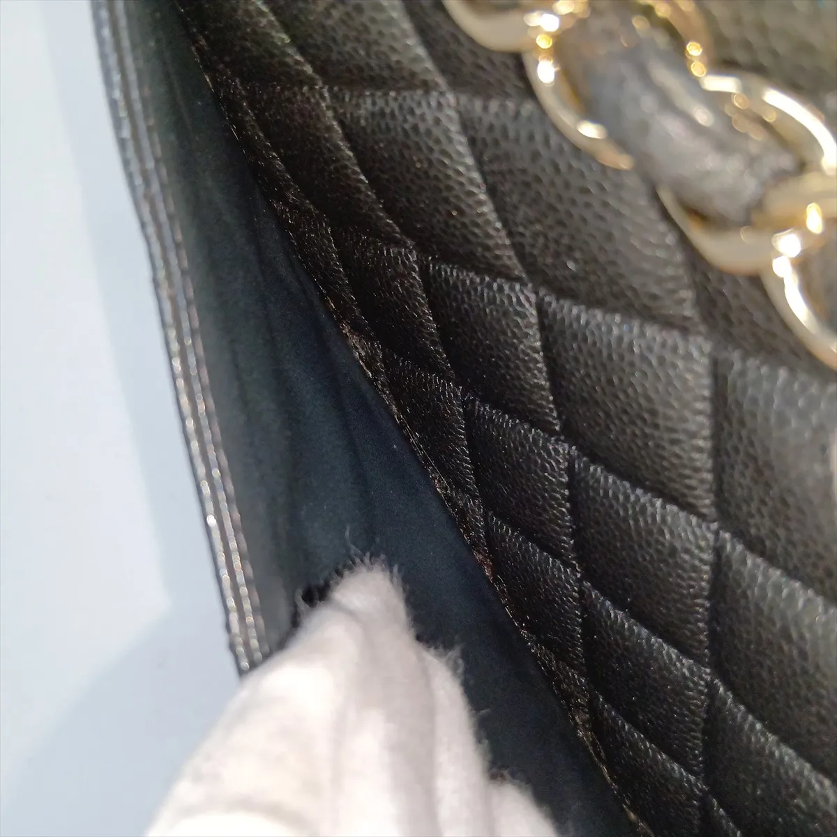 [Individually packaged] Chanel Large Matelassé 30 Caviar Skin Double Flap Double Chain Bag, Black with Gold Hardware, 25712638, Serial Number , A58600 — view 14