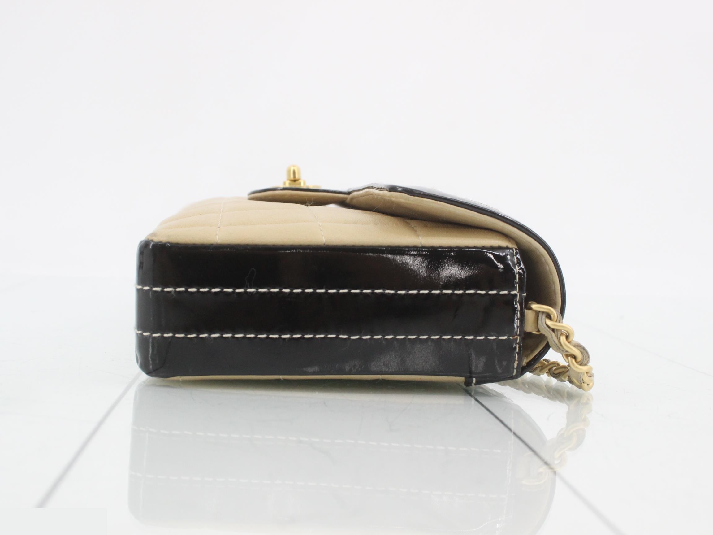 Chocolate Bar Leather Chain Semi-Shoulder Bag, Bi-color — view 3