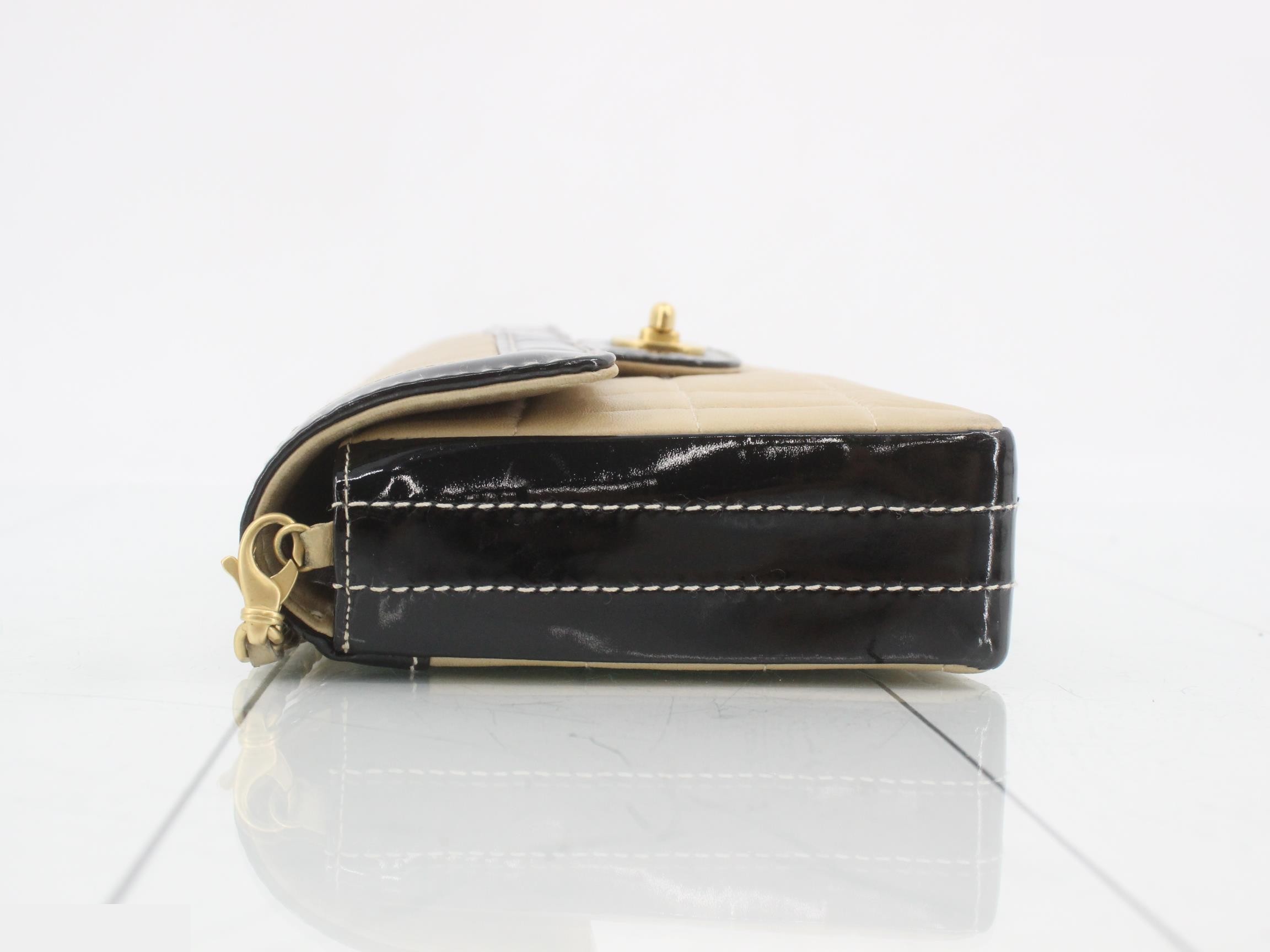 Chocolate Bar Leather Chain Semi-Shoulder Bag, Bi-color — view 4