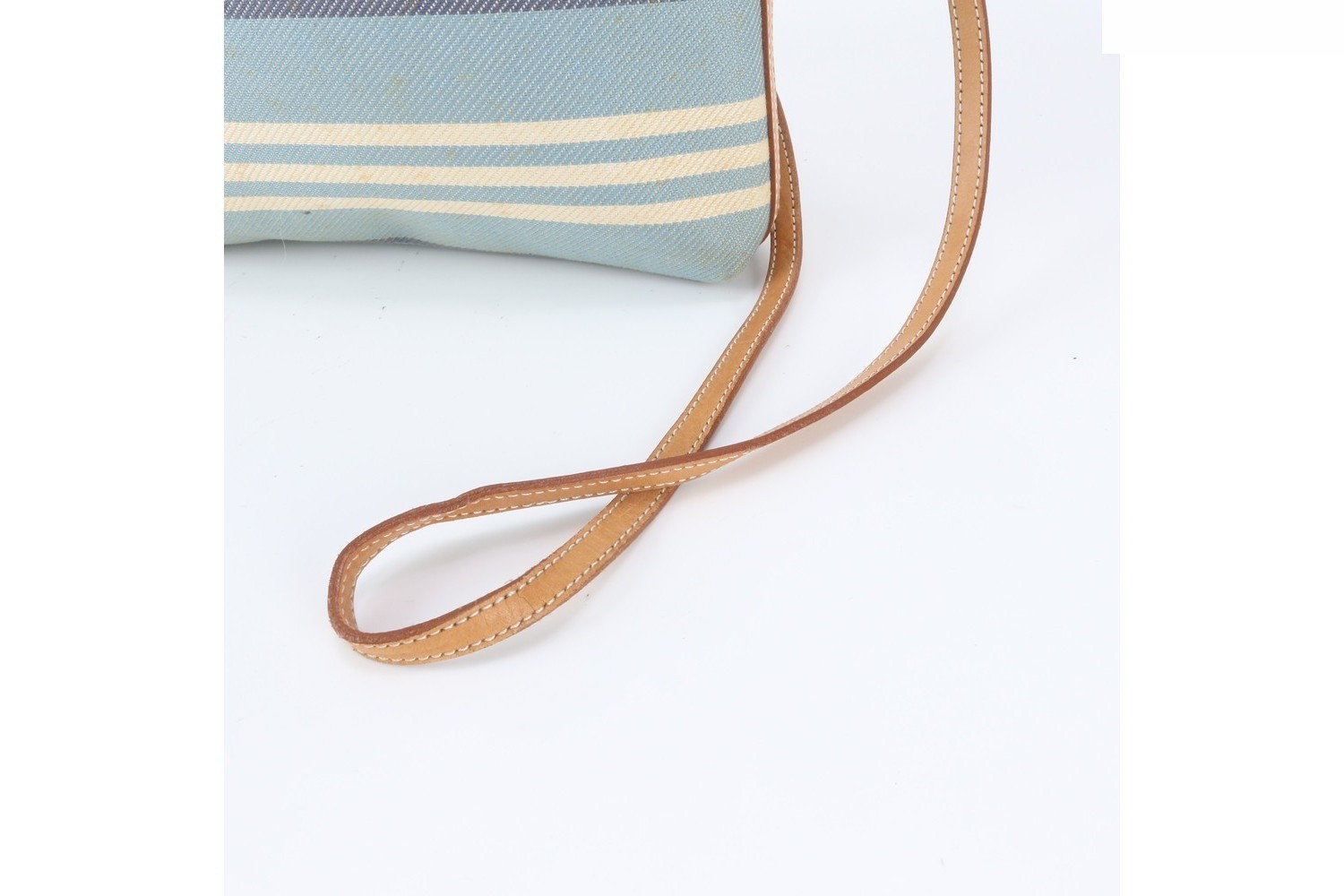 Striped leather and canvas shoulder bag, cross-body bag. — view 2