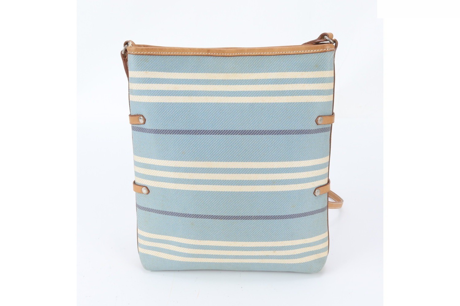 Striped leather and canvas shoulder bag, cross-body bag. — view 3
